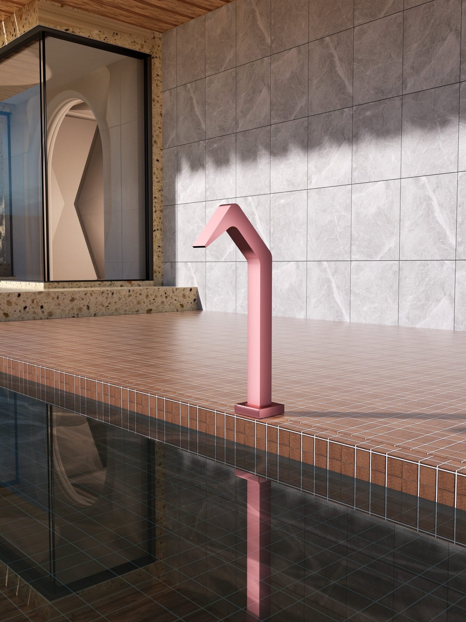 Cascada de agua para piscina 6cm NIÁGARA Rosa Coral - BricoandPool