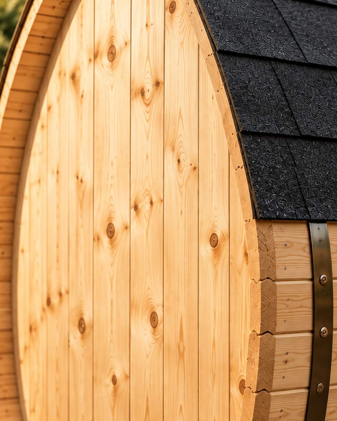 Sauna da esterno a botte per giardino 5-6 posti - dettaglio