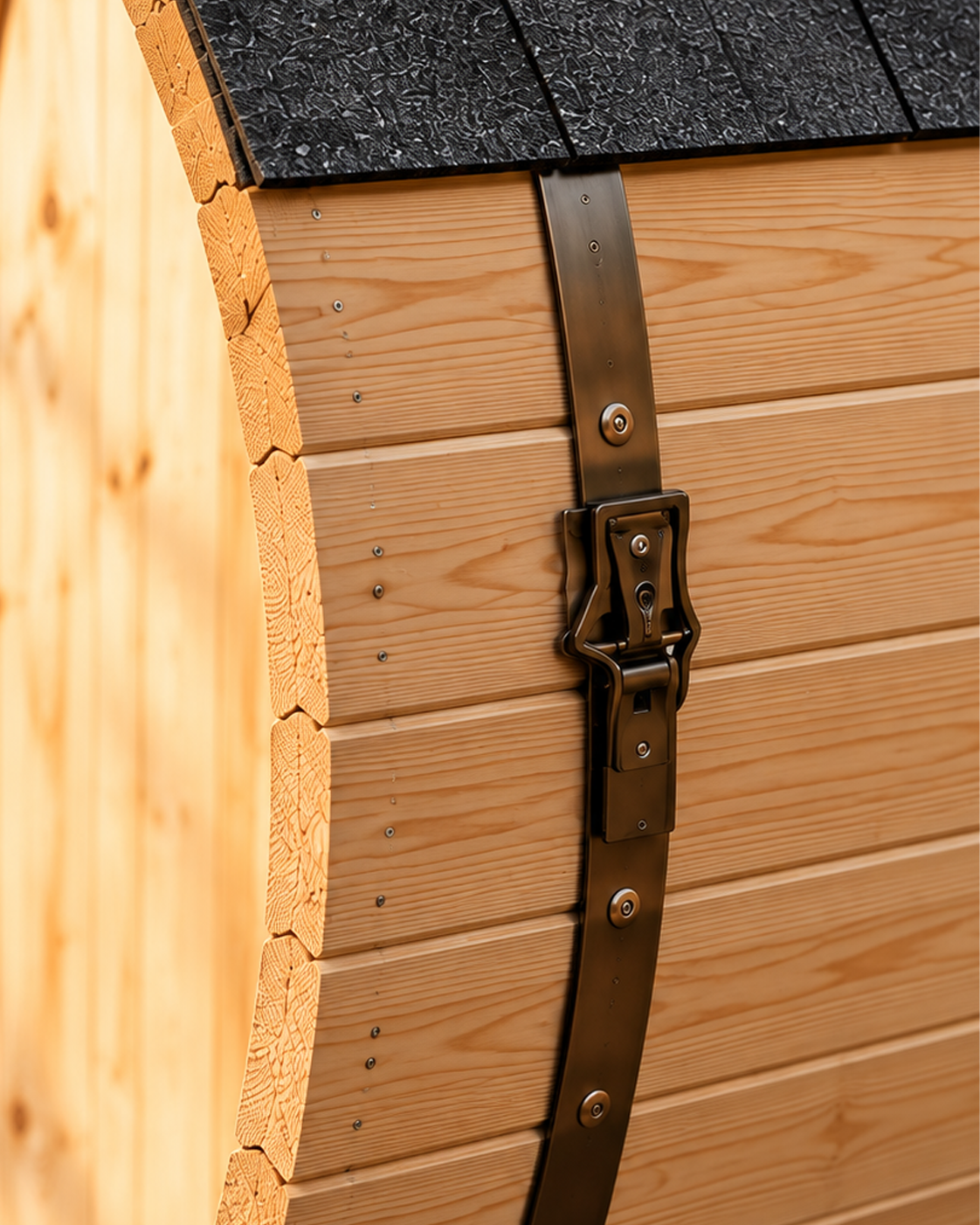Sauna da esterno a botte per giardino 5-6 posti - dettaglio