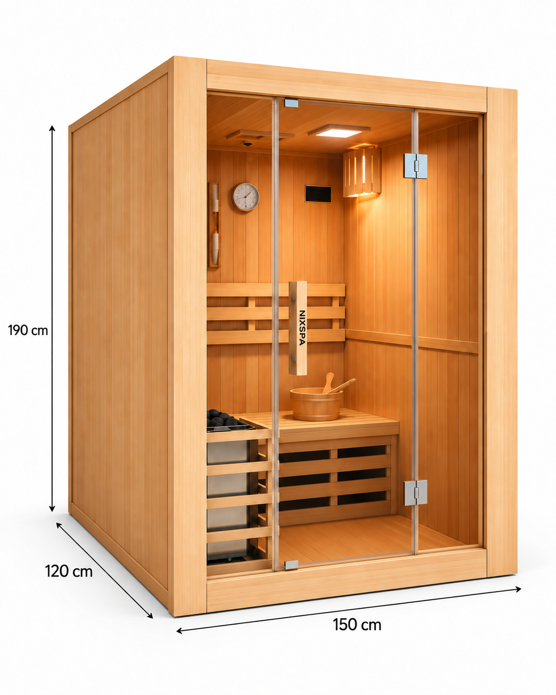 Sauna Finlandesa para casa 3 Personas - medidas