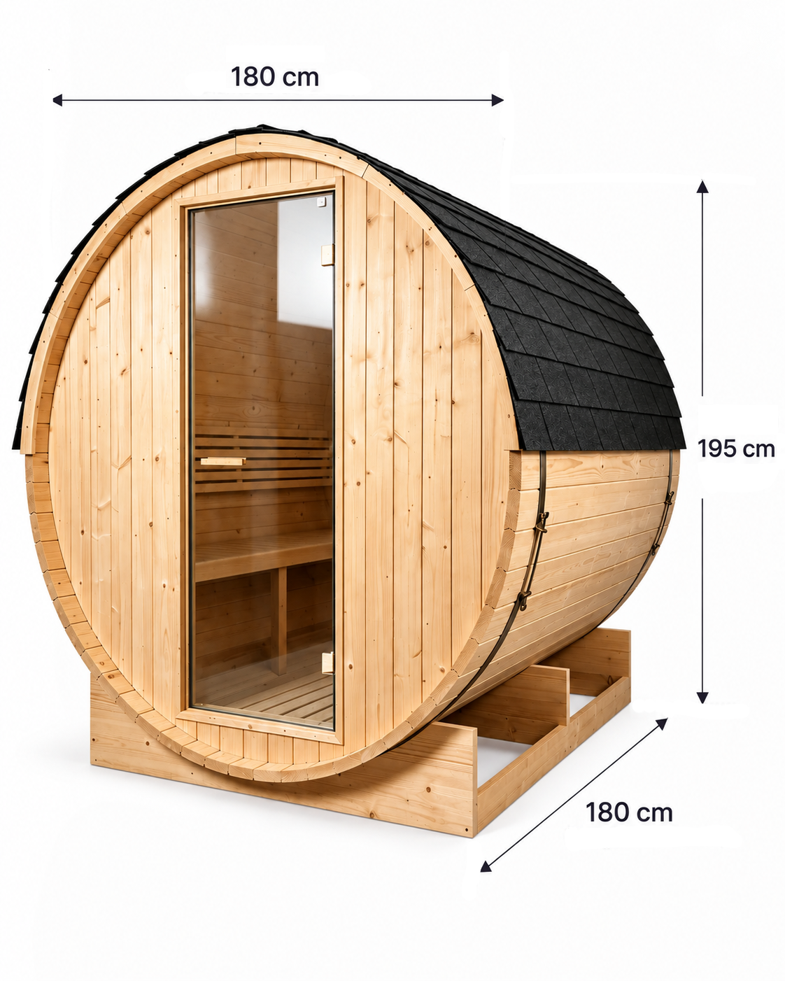 Sauna da esterno a botte per giardino 5-6 posti - misure