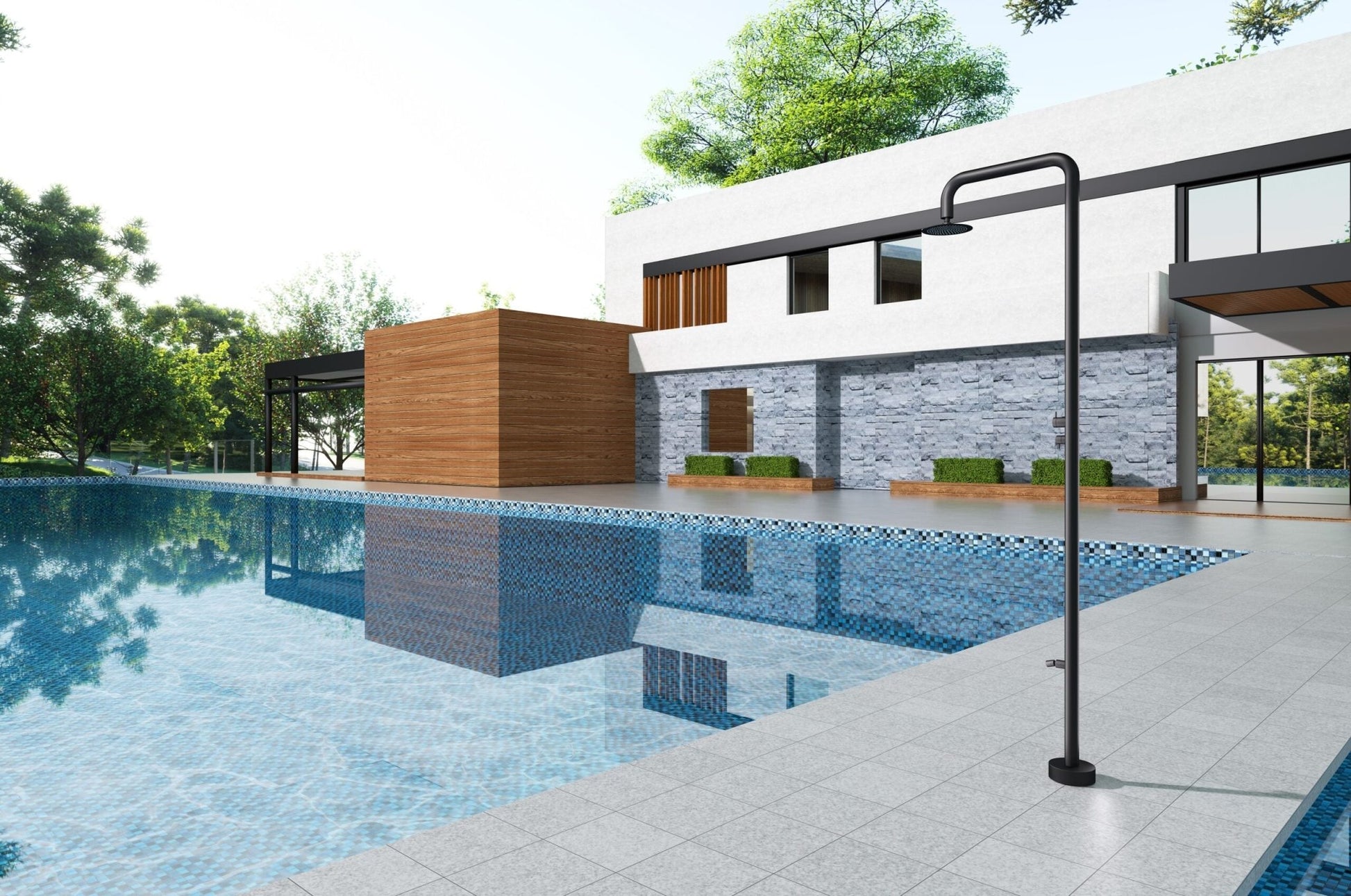 Ducha de piscina MICHIGAN Negro mate - BricoandPool