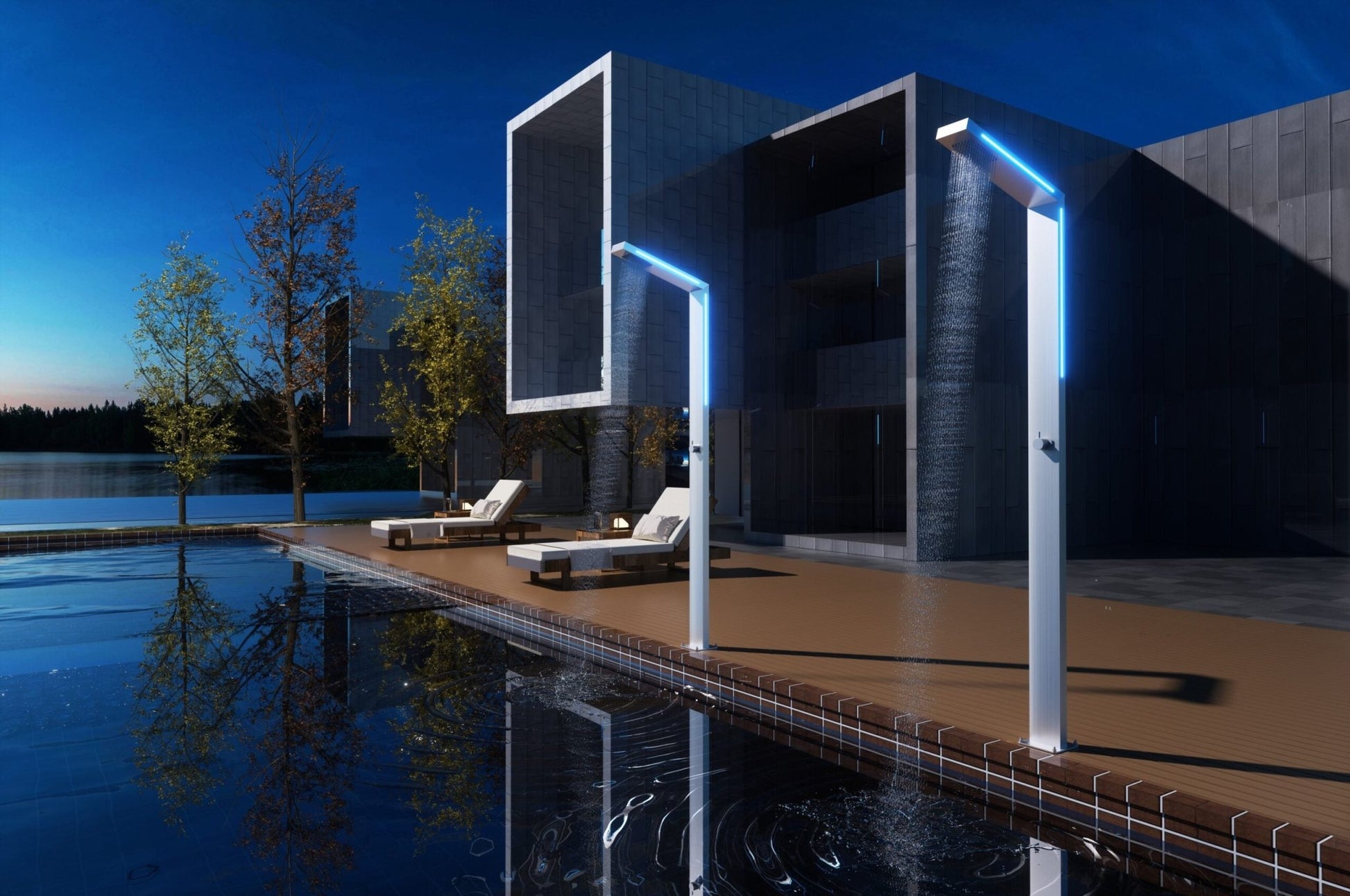 Ducha de piscinaSENSE LED LIGHT Negro mate - BricoandPool