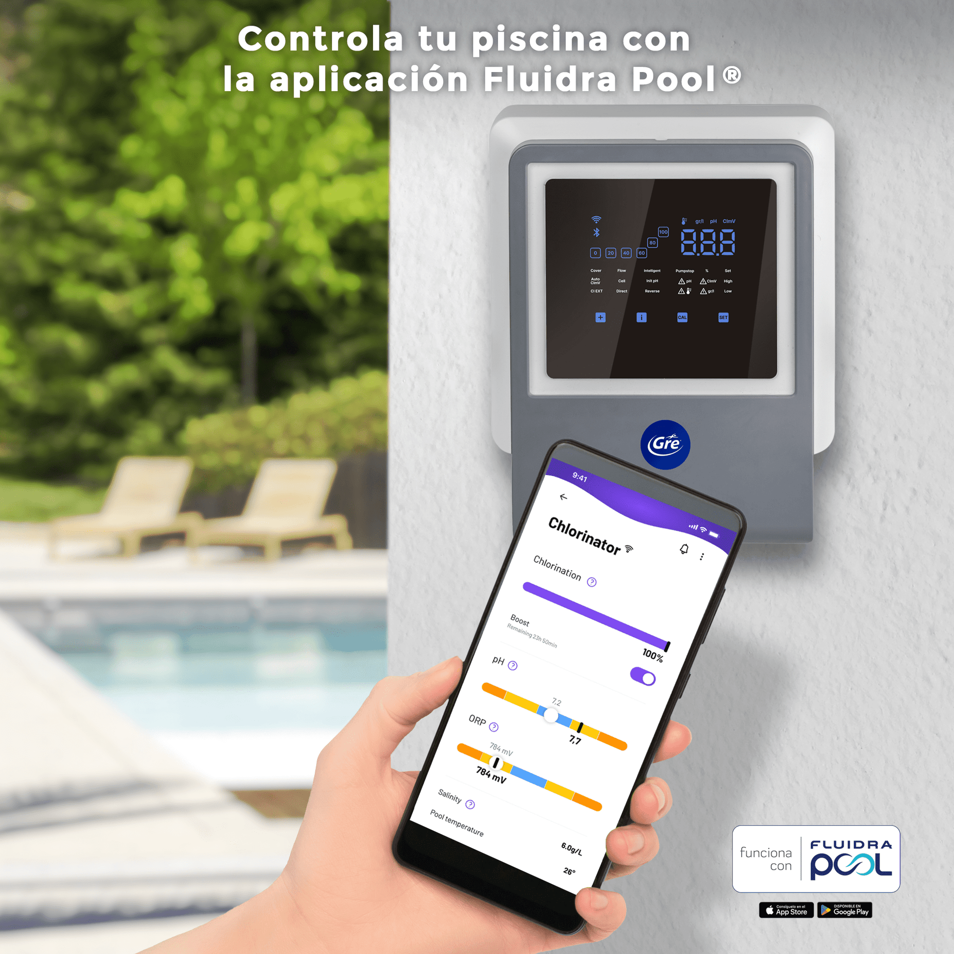 Gre - Clorador salino con control pH para piscinas - BricoandPool