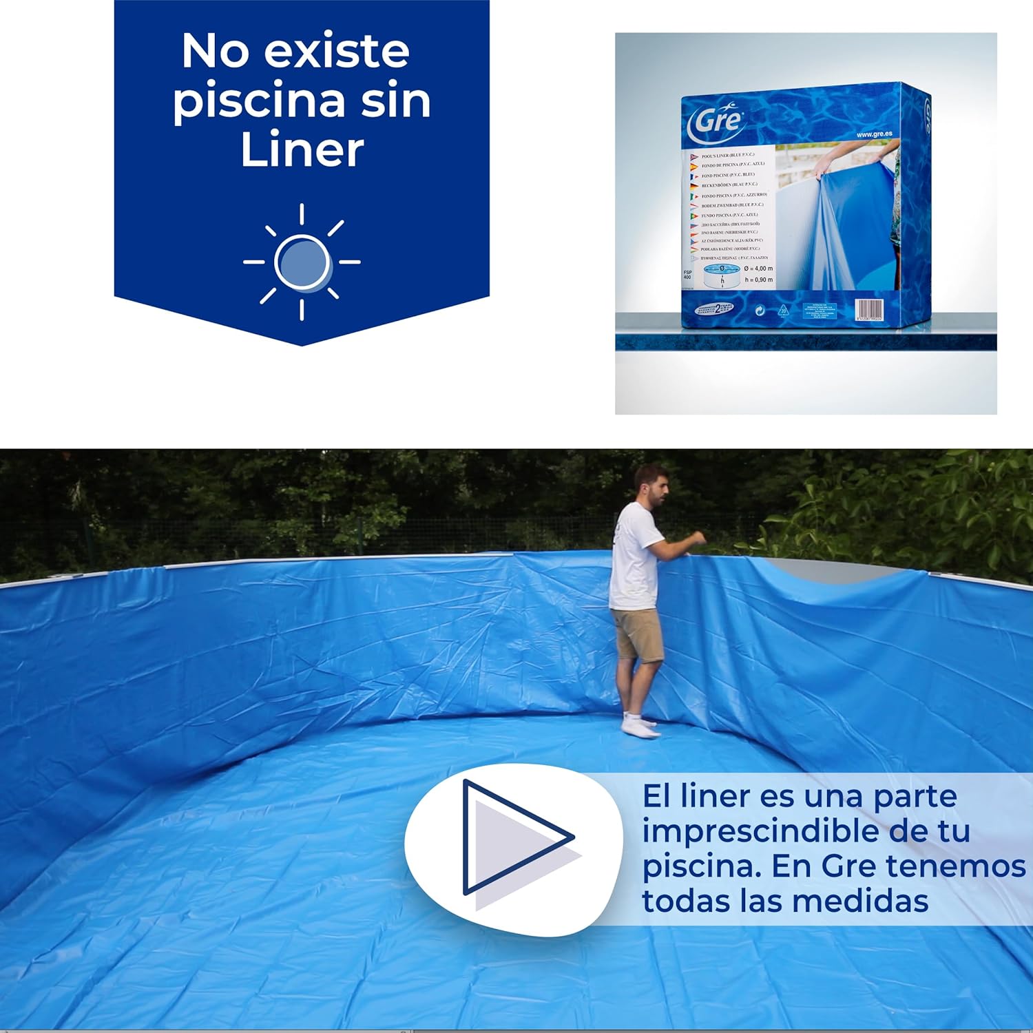 Gre - Liner para piscina de acero redonda de 120 CM de altura - BricoandPool