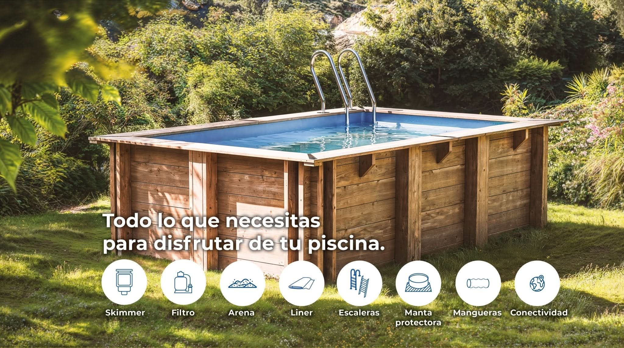 Gre - Piscina de madera Sunbay Carra rectangular 420x270x117 - BricoandPool