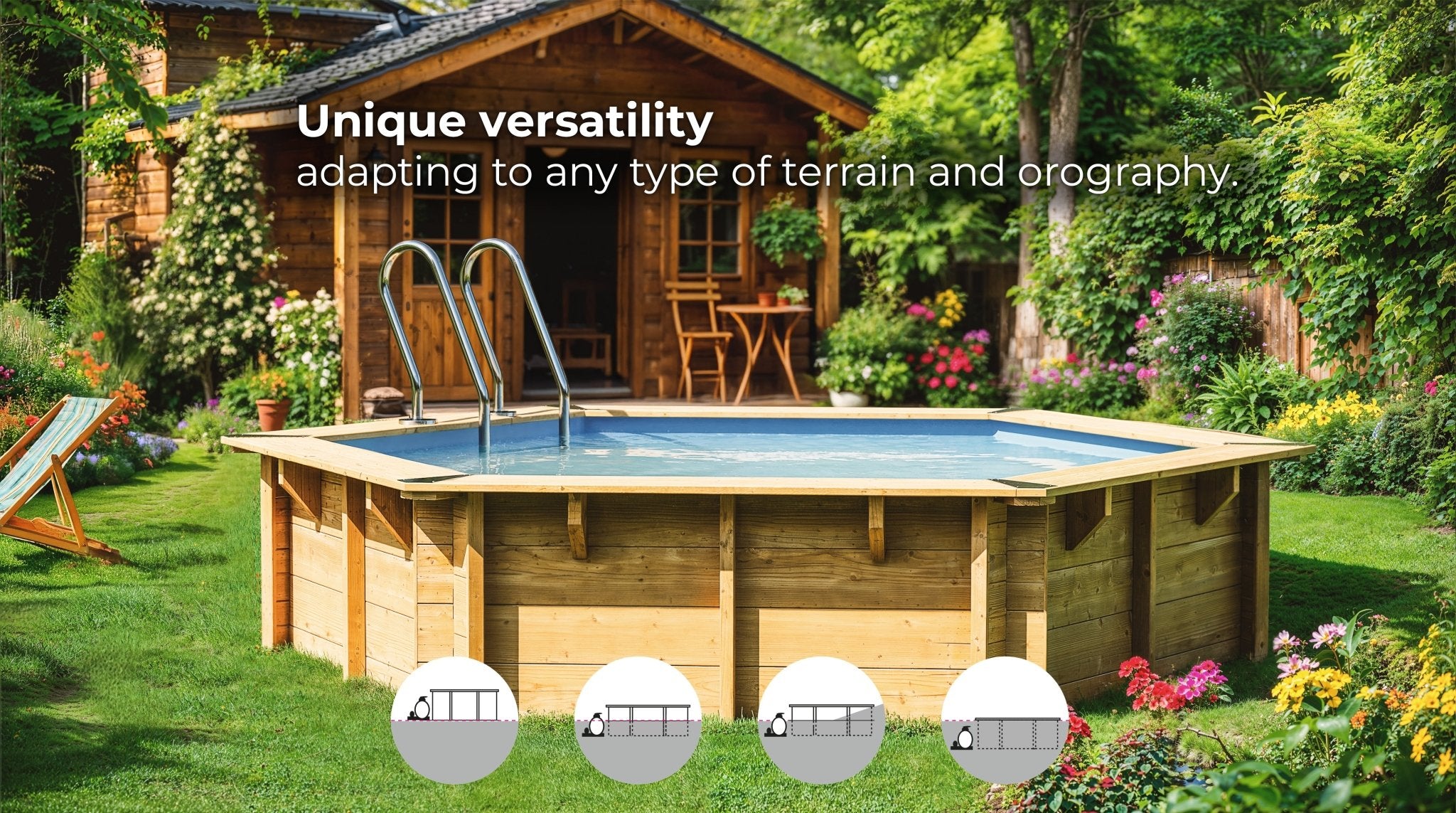 Gre - Piscina de madera Sunbay Macadamia 632x335x130 - BricoandPool