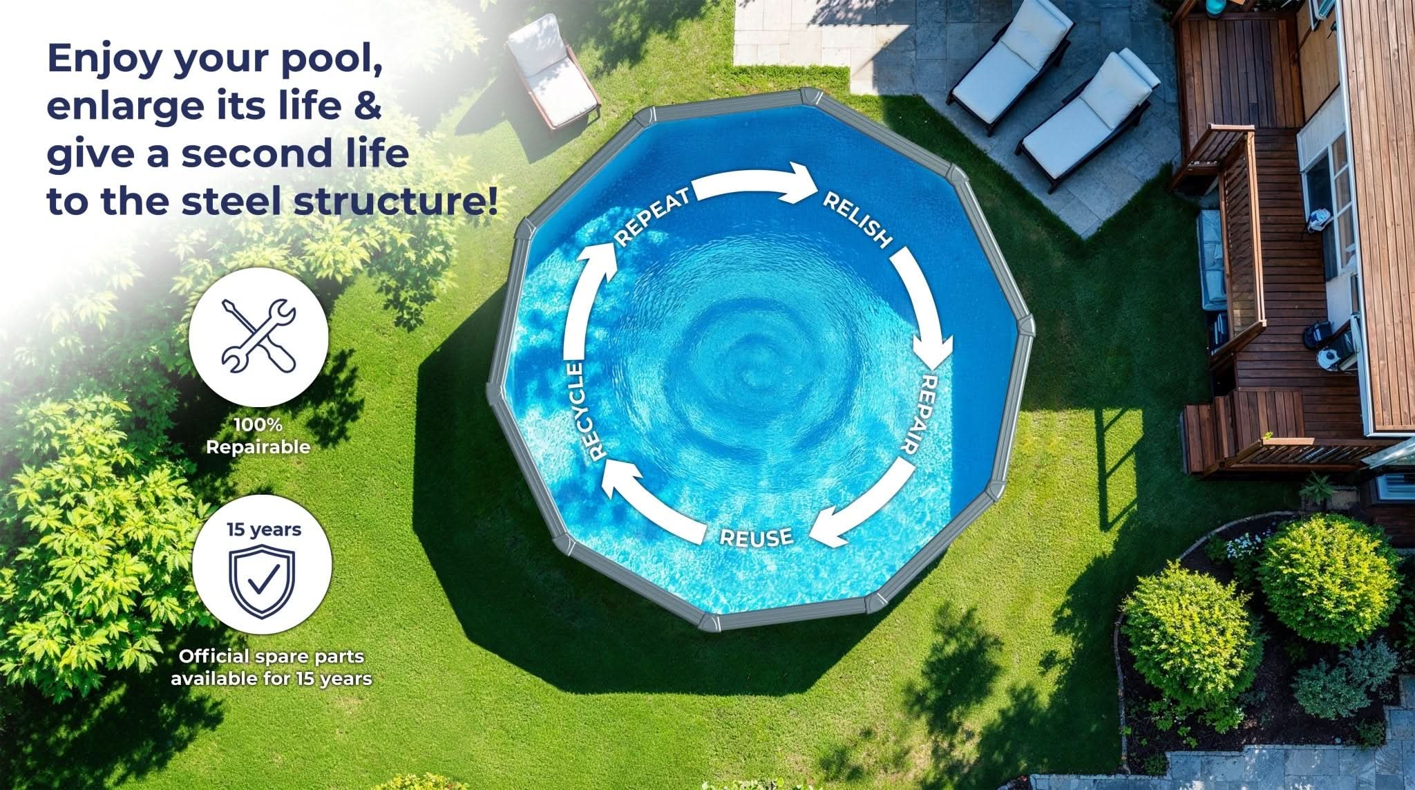 Gre - Piscina Pacific Circular Imitación Madera - BricoandPool