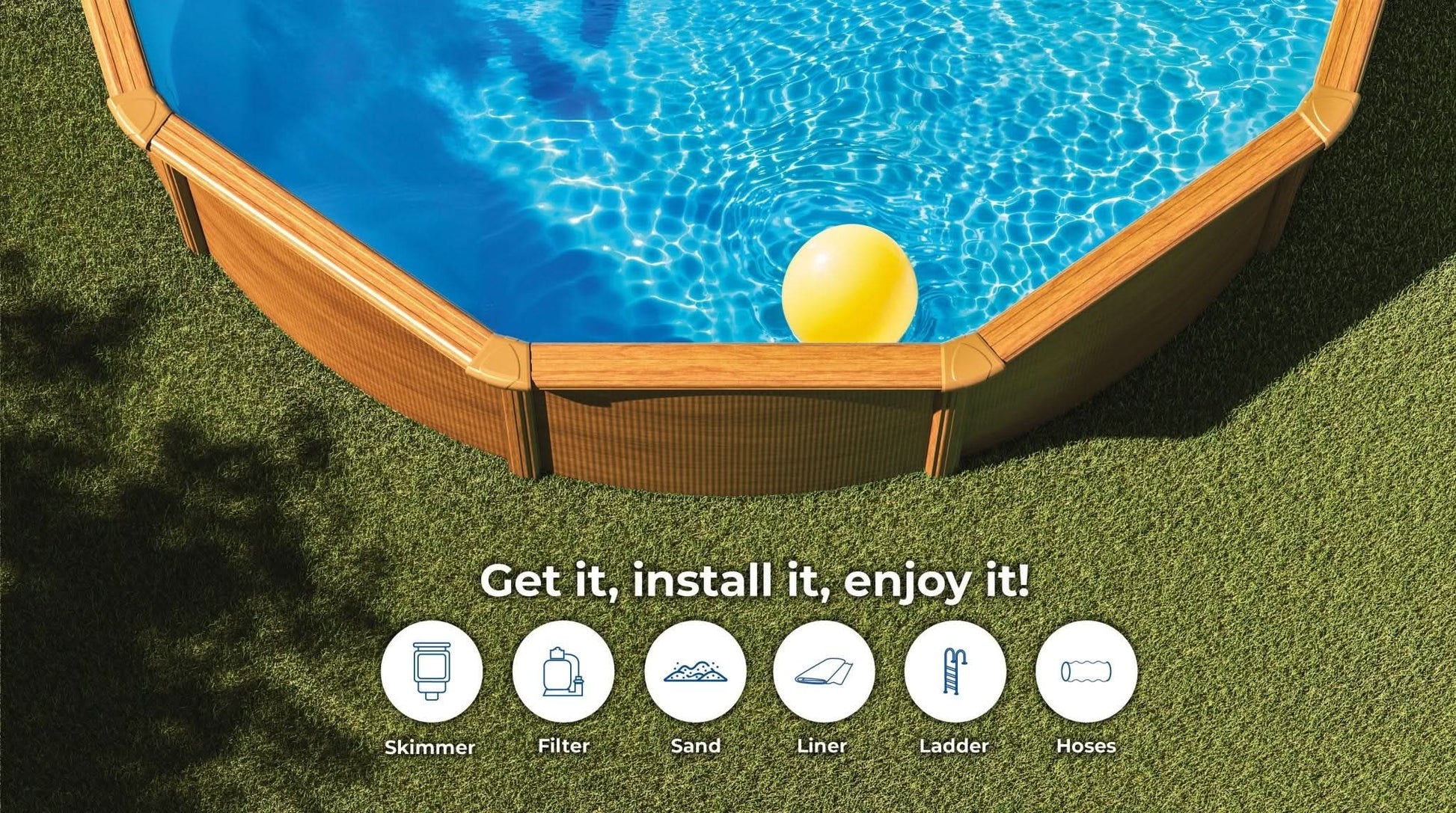 Gre - Piscina Pacific Circular Imitación Madera - BricoandPool