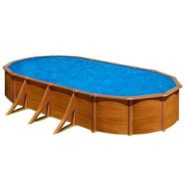 Piscina elevada imitación madera Gre Sicilia Ovalada 500x300x120