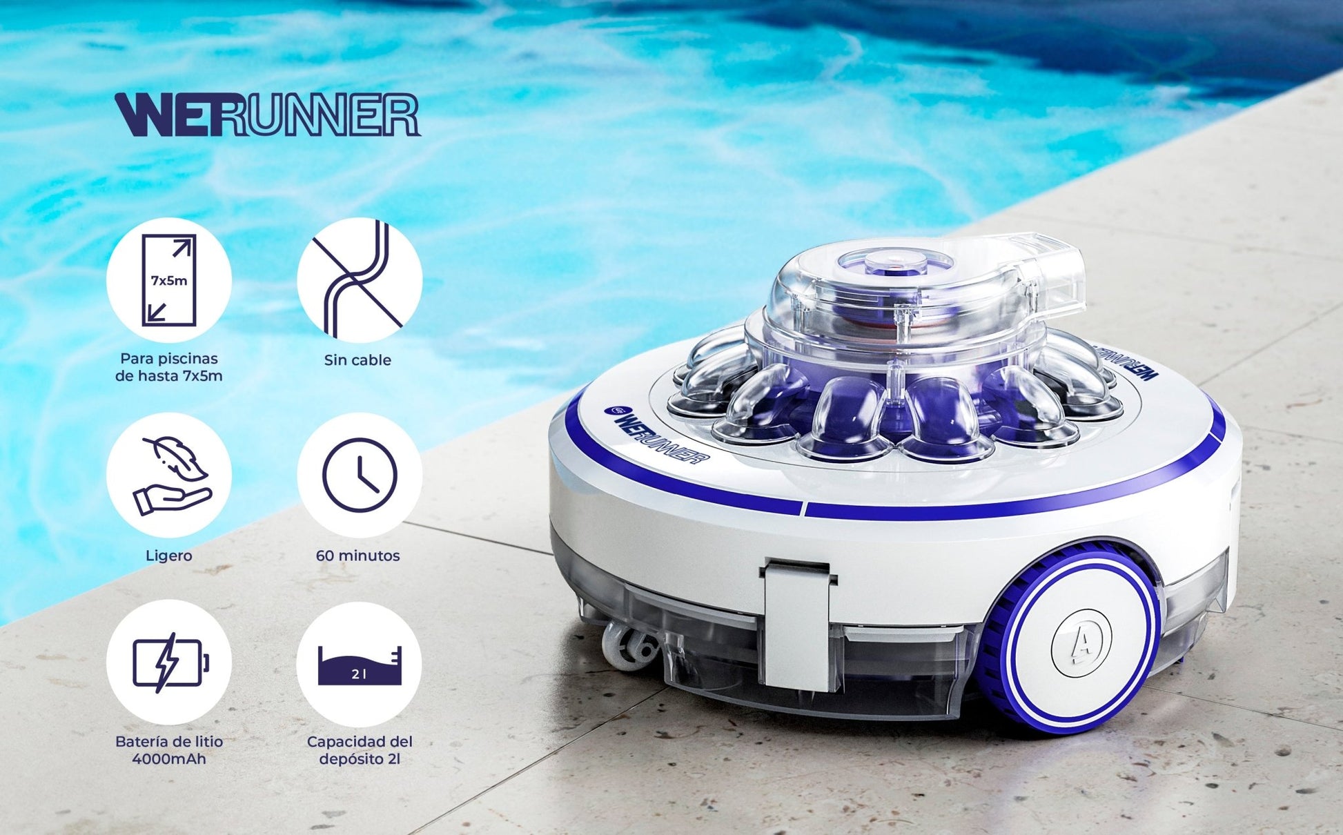GRE - Wet Runner Limpiafondos piscina bateria sin cable RBR60 - BricoandPool