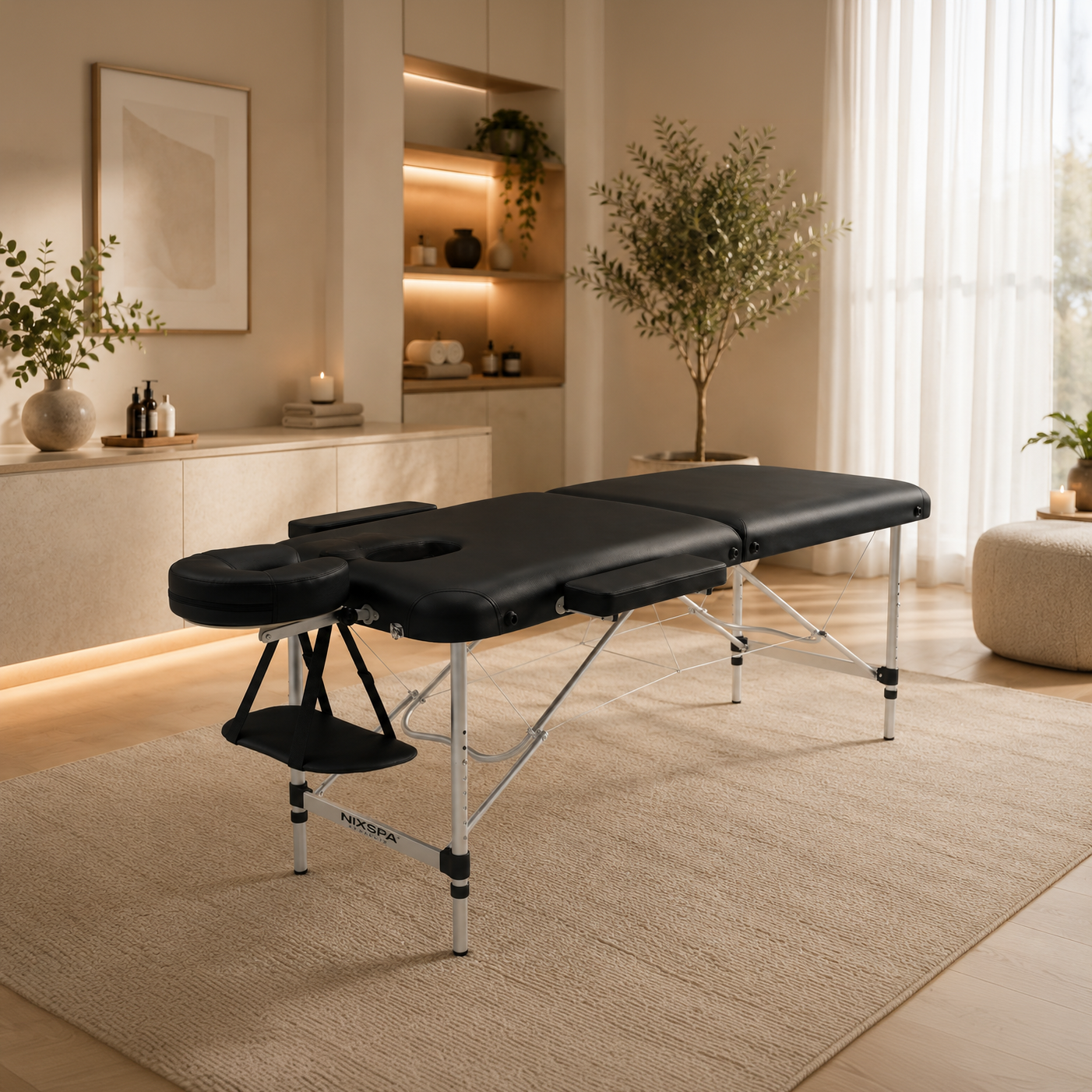 Maca de massagem dobrável de 2 zonas com altura regulável, apoio de cabeça e design portátil 70 cm