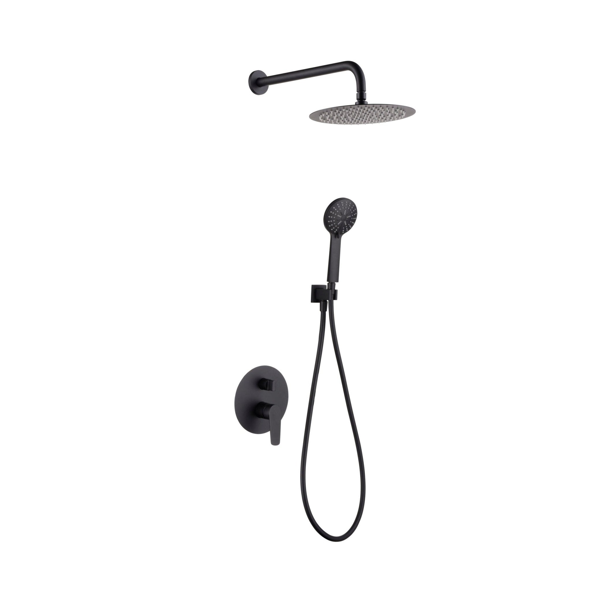 Imex - Conjunto de ducha empotrado monomando Belgica negro mate - BricoandPool