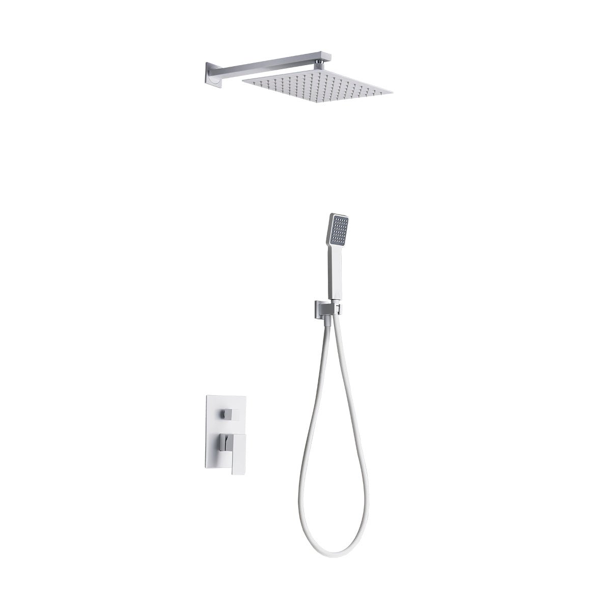Imex - Conjunto de ducha empotrado monomando Dublín blanco mate - BricoandPool