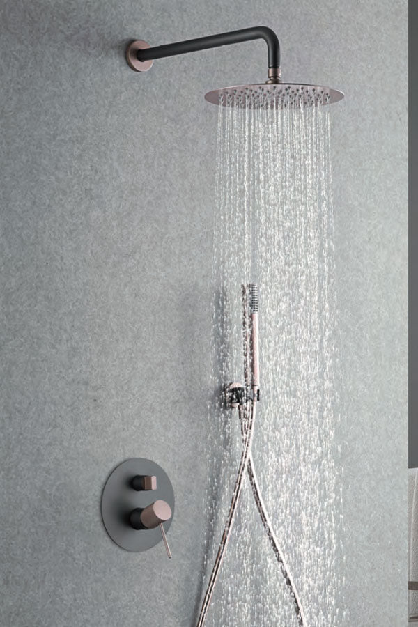 Imex - Conjunto de ducha empotrado monomando Line gris champagne - BricoandPool
