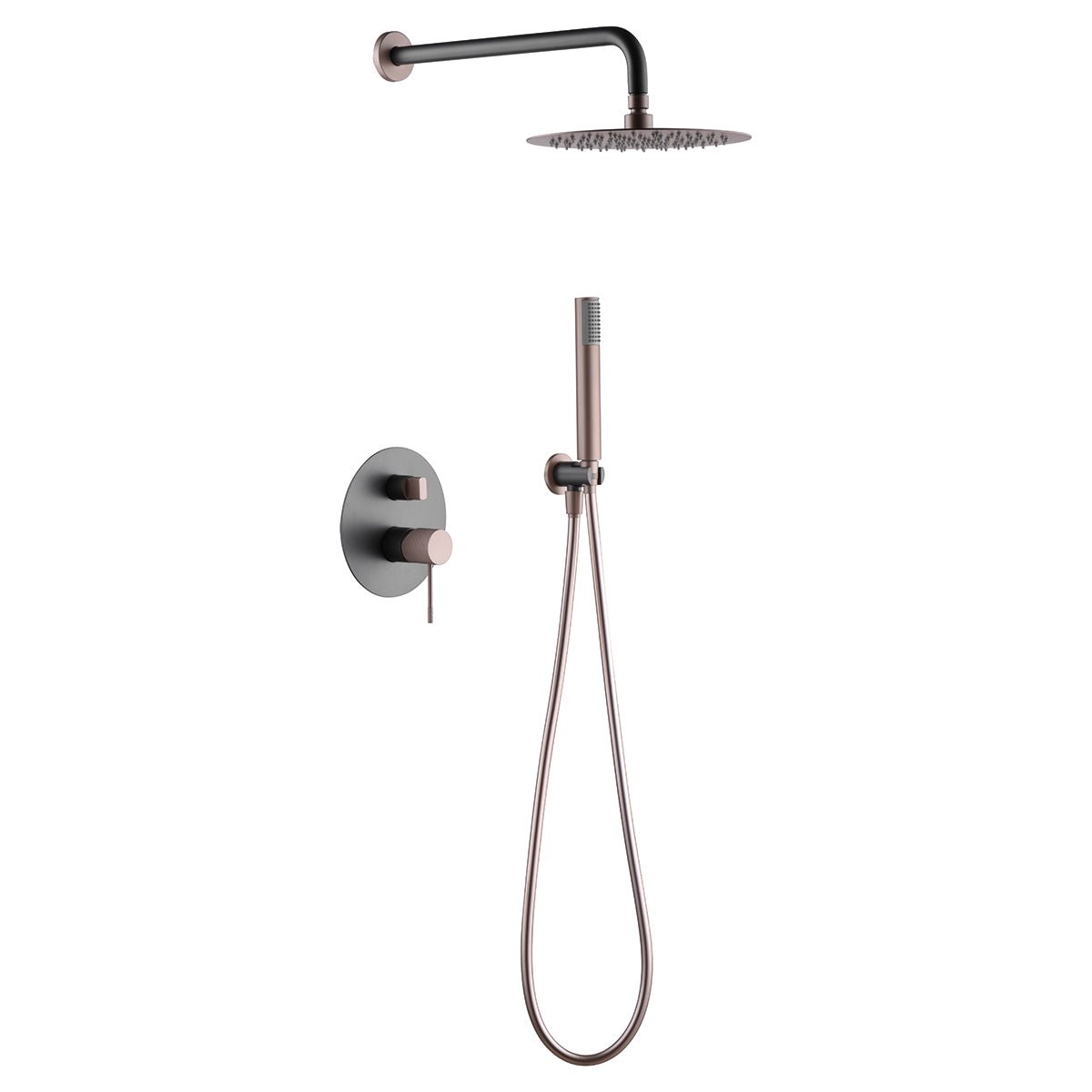 Imex - Conjunto de ducha empotrado monomando Line gris champagne - BricoandPool