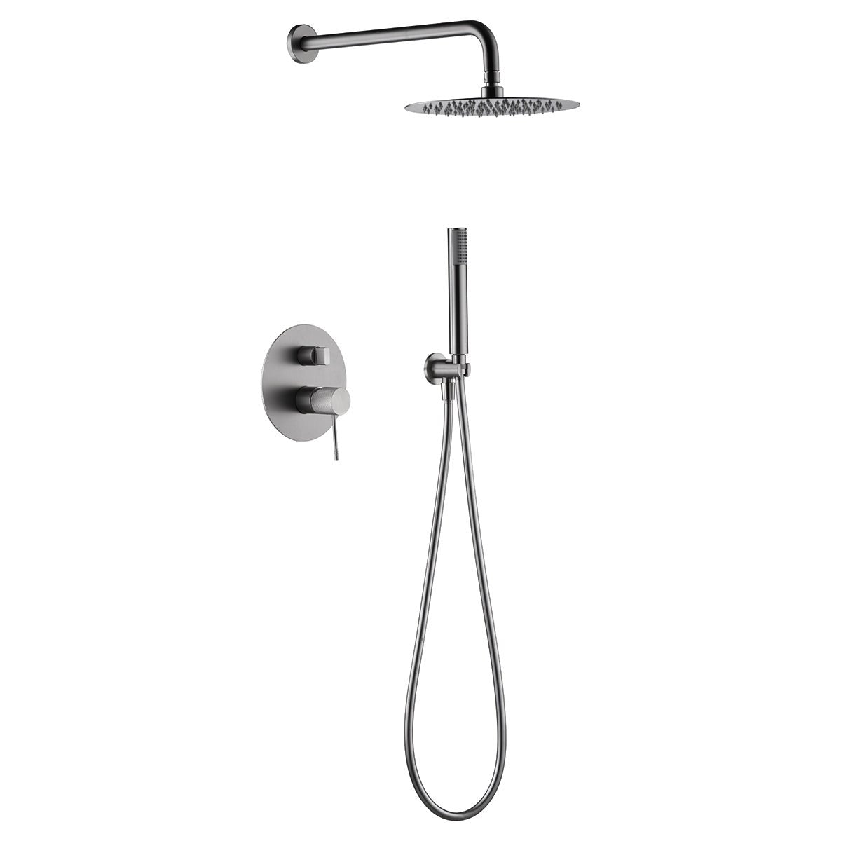 Imex - Conjunto de ducha empotrado monomando Line níquel cepillado - BricoandPool