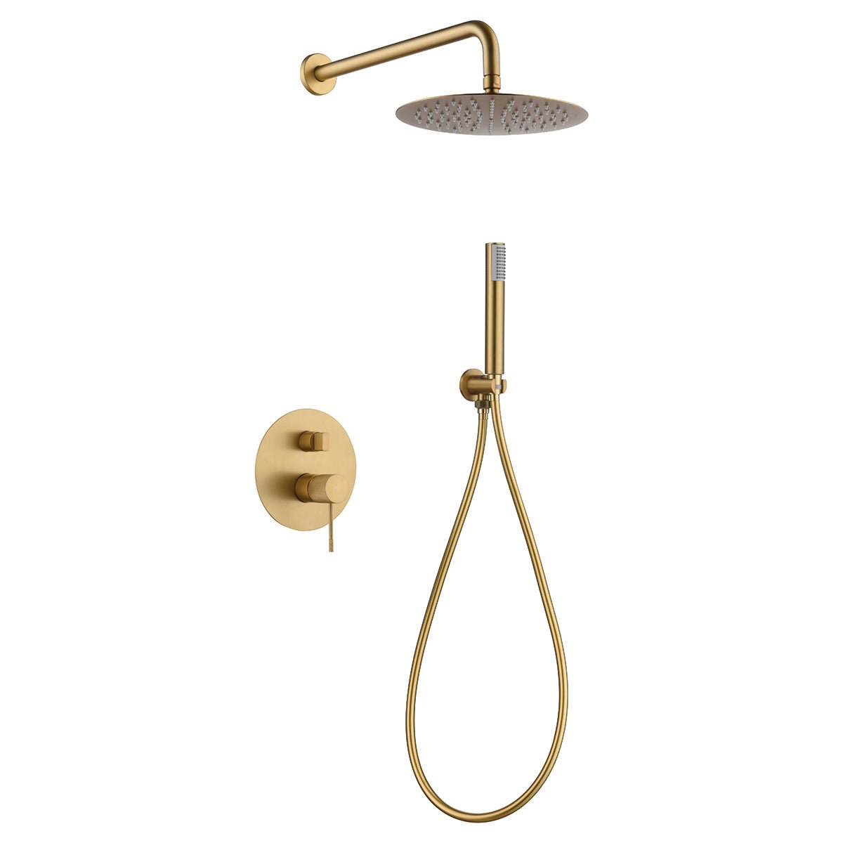 Imex - Conjunto de ducha empotrado monomando Line oro cepillado - BricoandPool