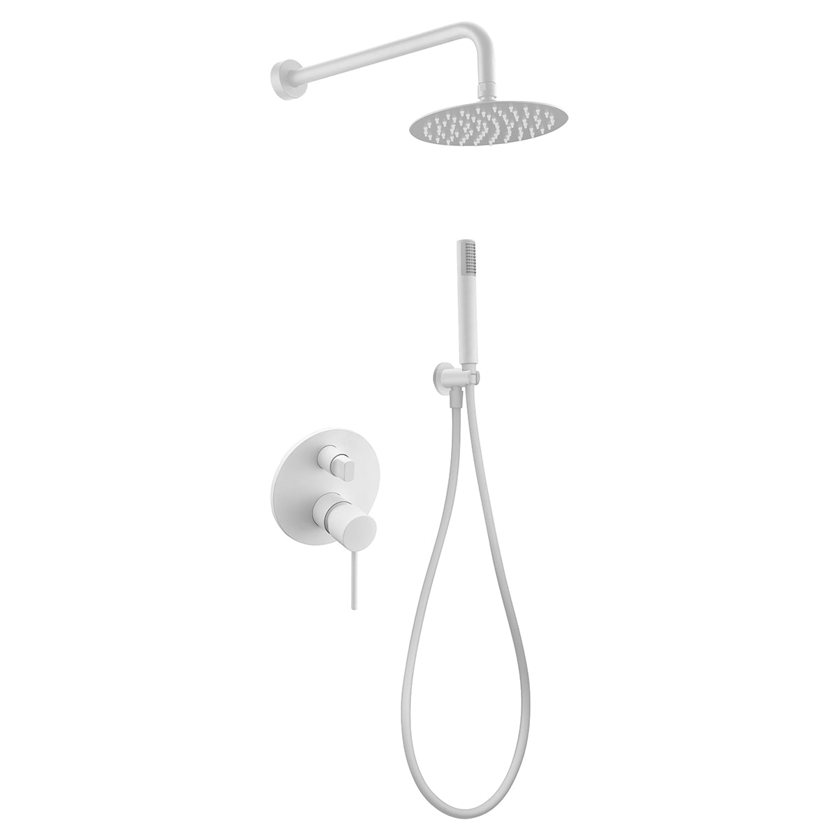 Imex - Conjunto de ducha empotrado monomando Milos blanco mate - BricoandPool