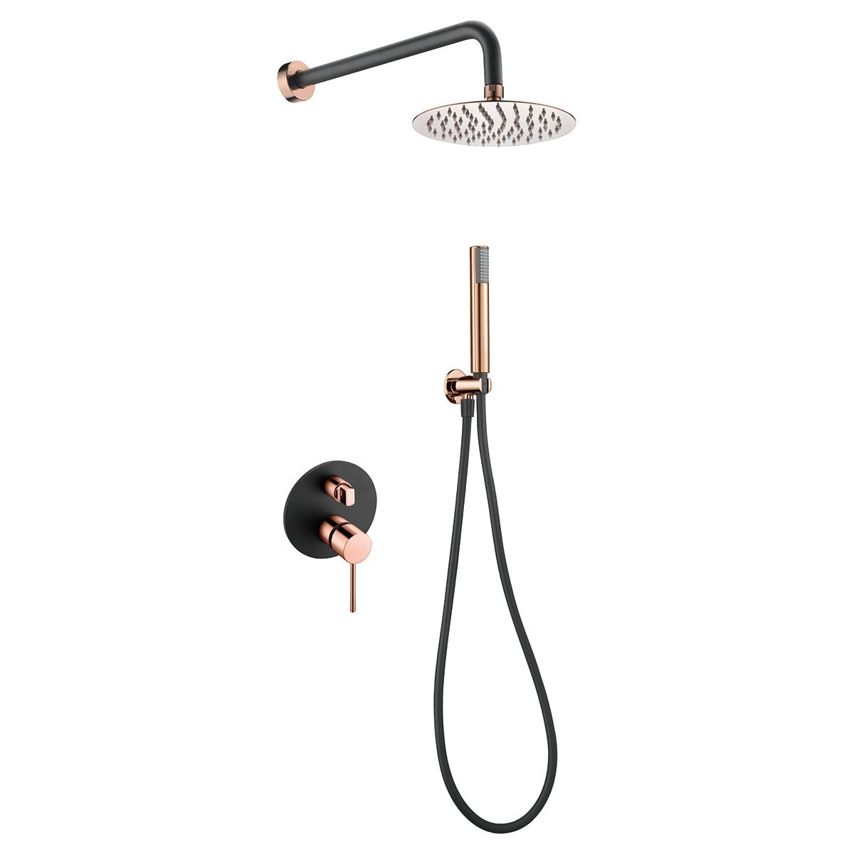 Imex - Conjunto de ducha empotrado monomando Milos negro oro rosa - BricoandPool