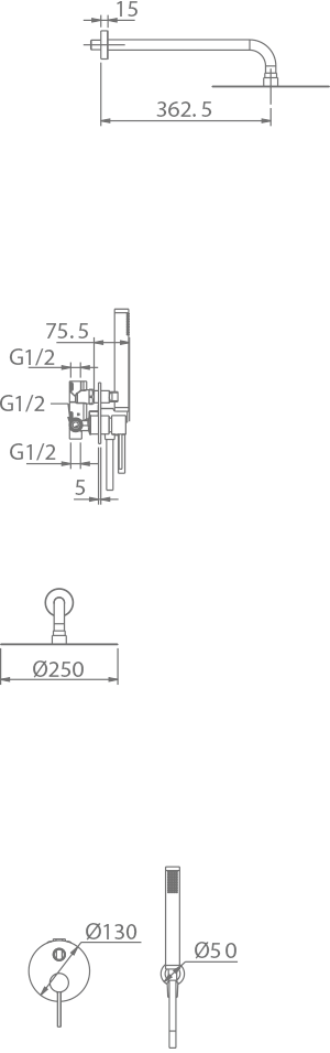 Imex - Conjunto de ducha empotrado monomando Milos negro oro rosa - BricoandPool