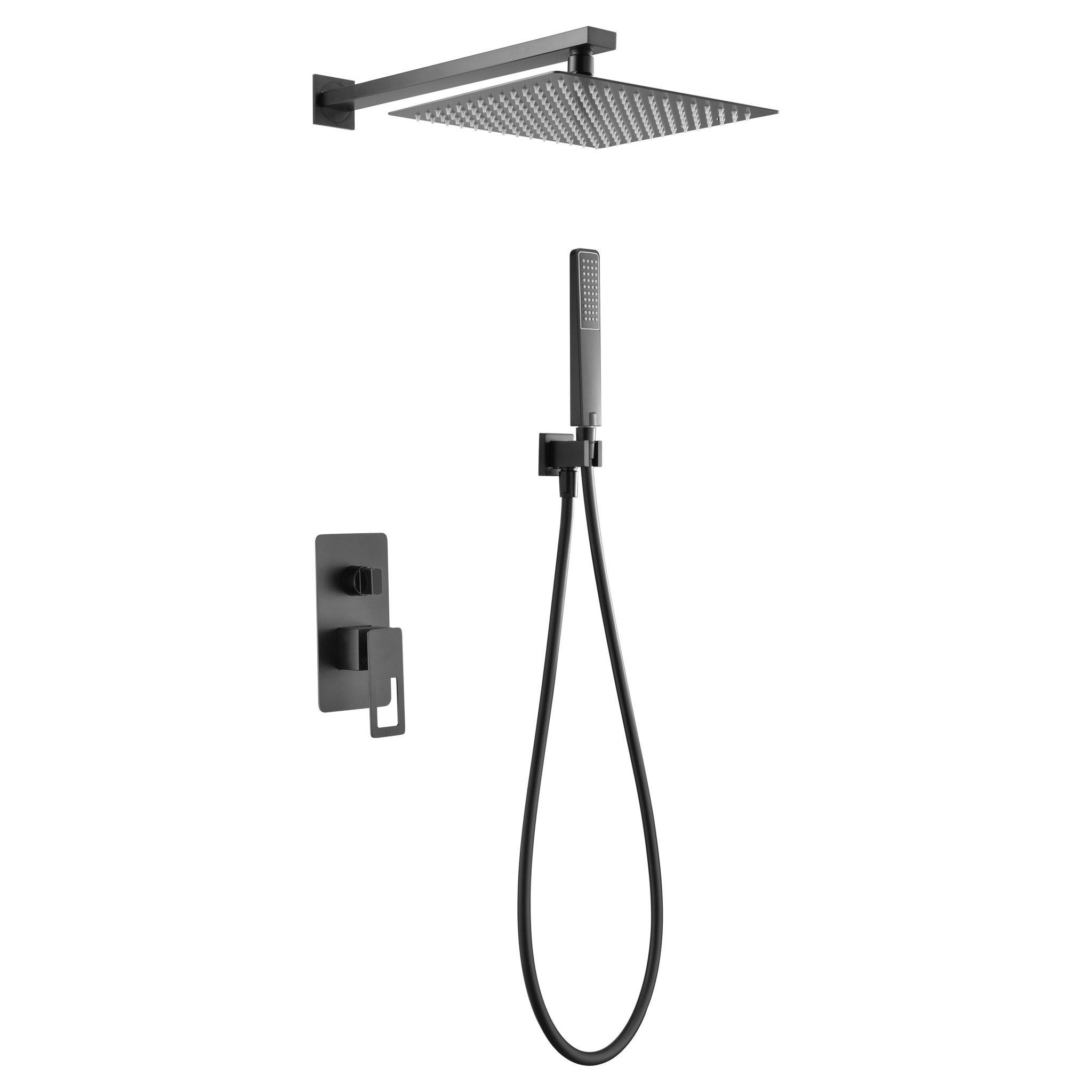 Imex - Conjunto de ducha empotrado monomando Suecia negro mate - BricoandPool