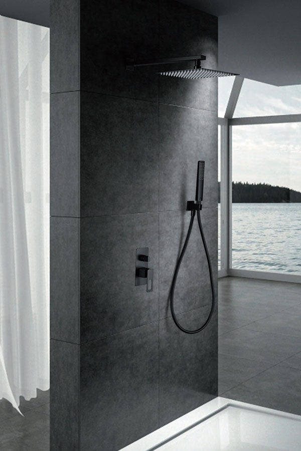 Imex - Conjunto de ducha empotrado monomando Suecia negro mate - BricoandPool