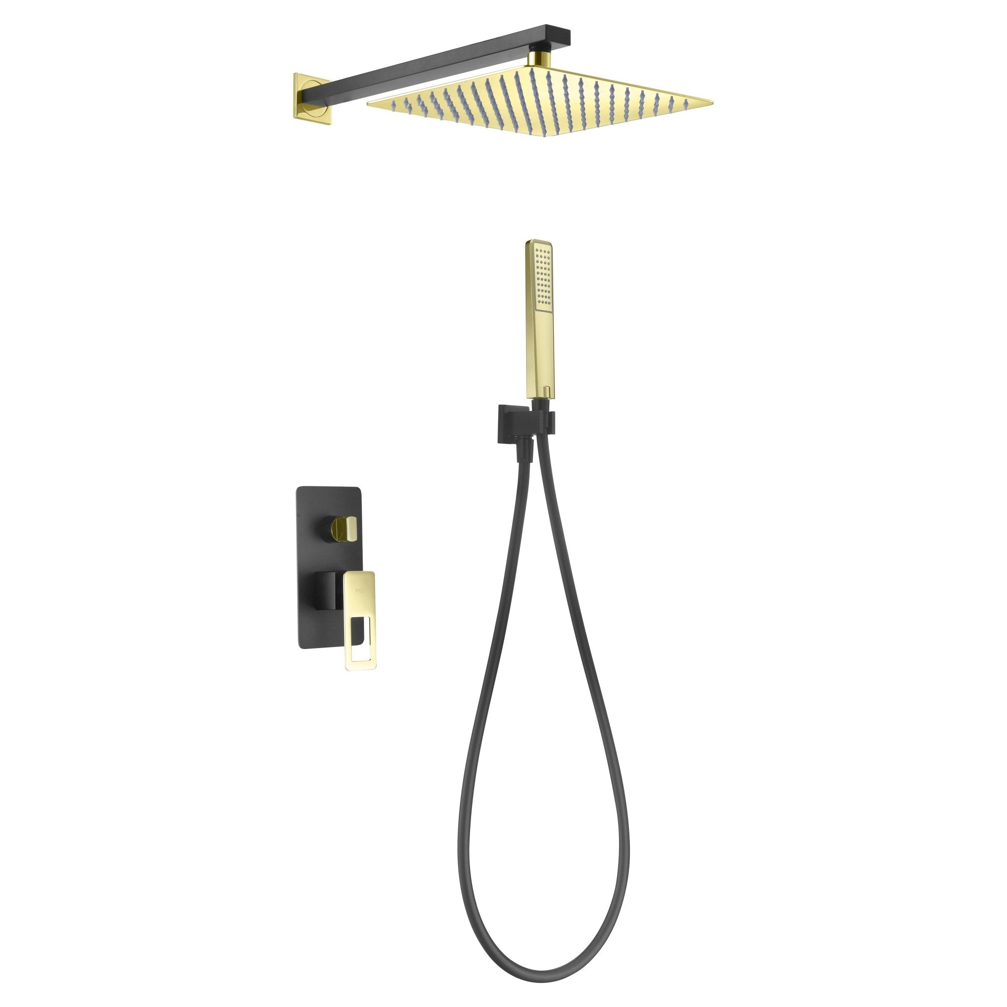 Imex - Conjunto de ducha empotrado monomando Suecia negro oro brillo - BricoandPool
