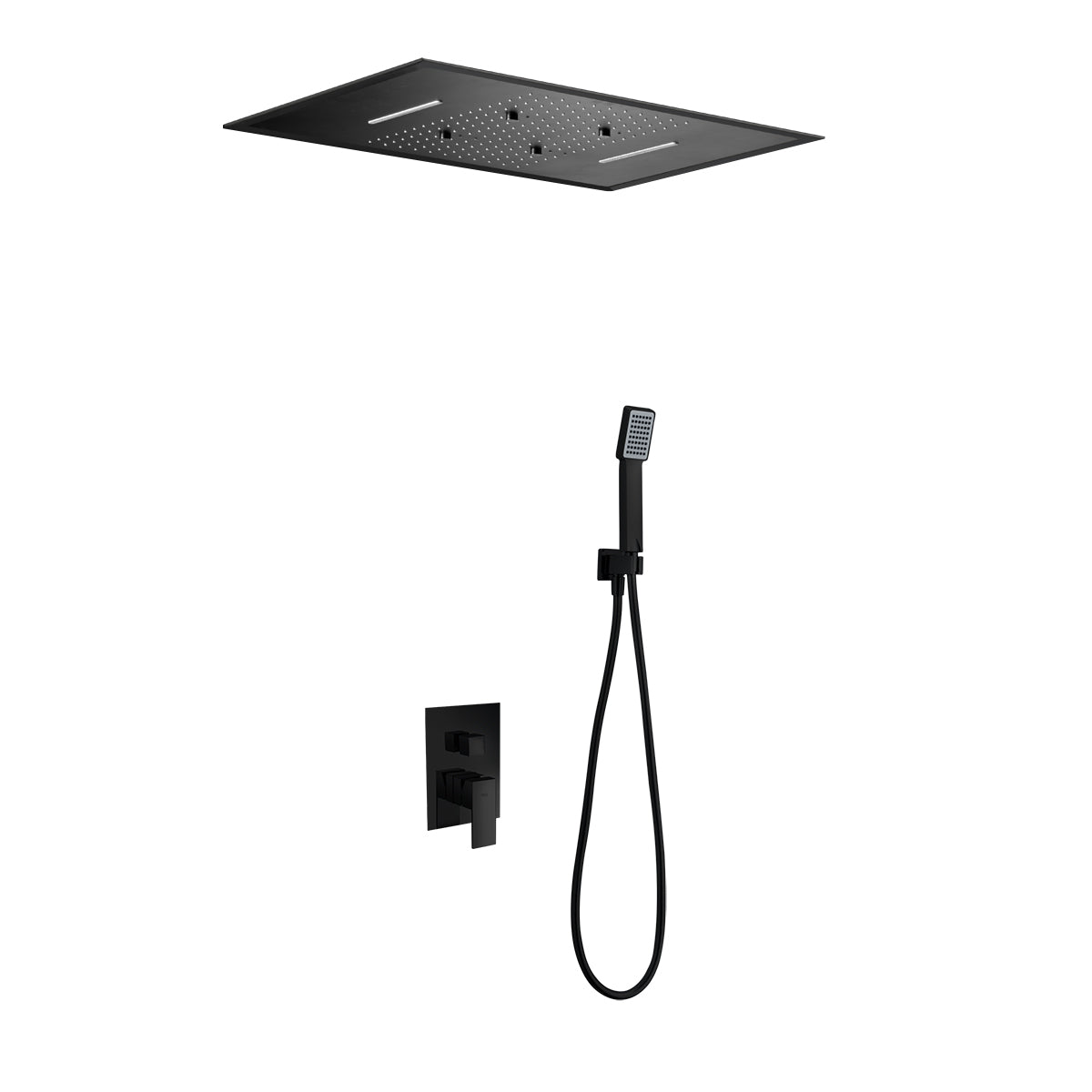 Imex - Conjunto de ducha empotrado monomando Sumatra negro mate con premarco - BricoandPool