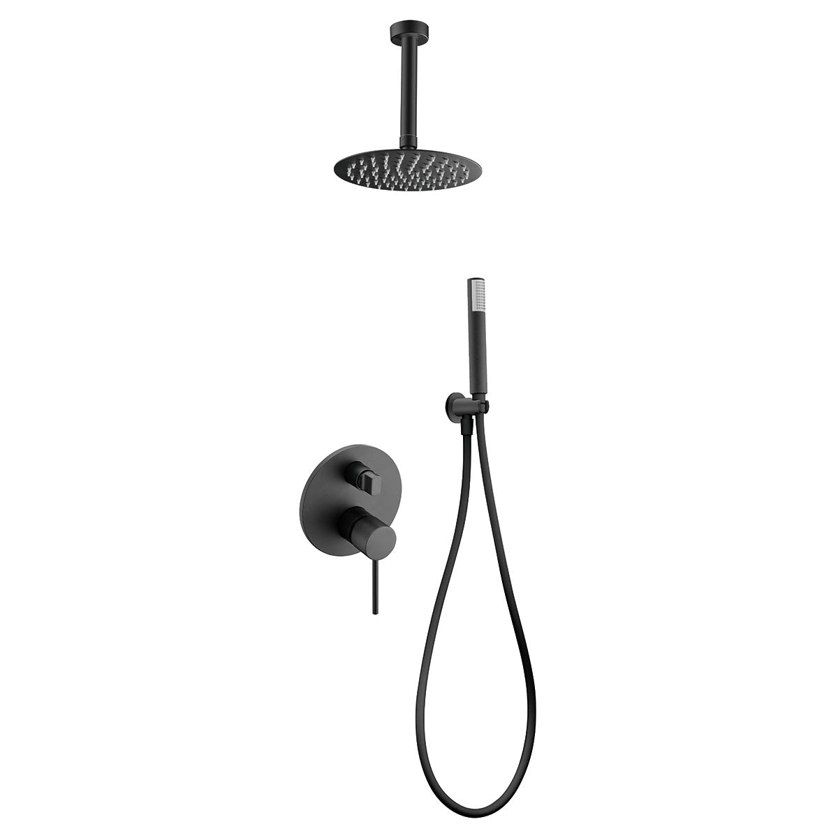 Imex - Conjunto de ducha empotrado monomando Thalos negro mate - BricoandPool
