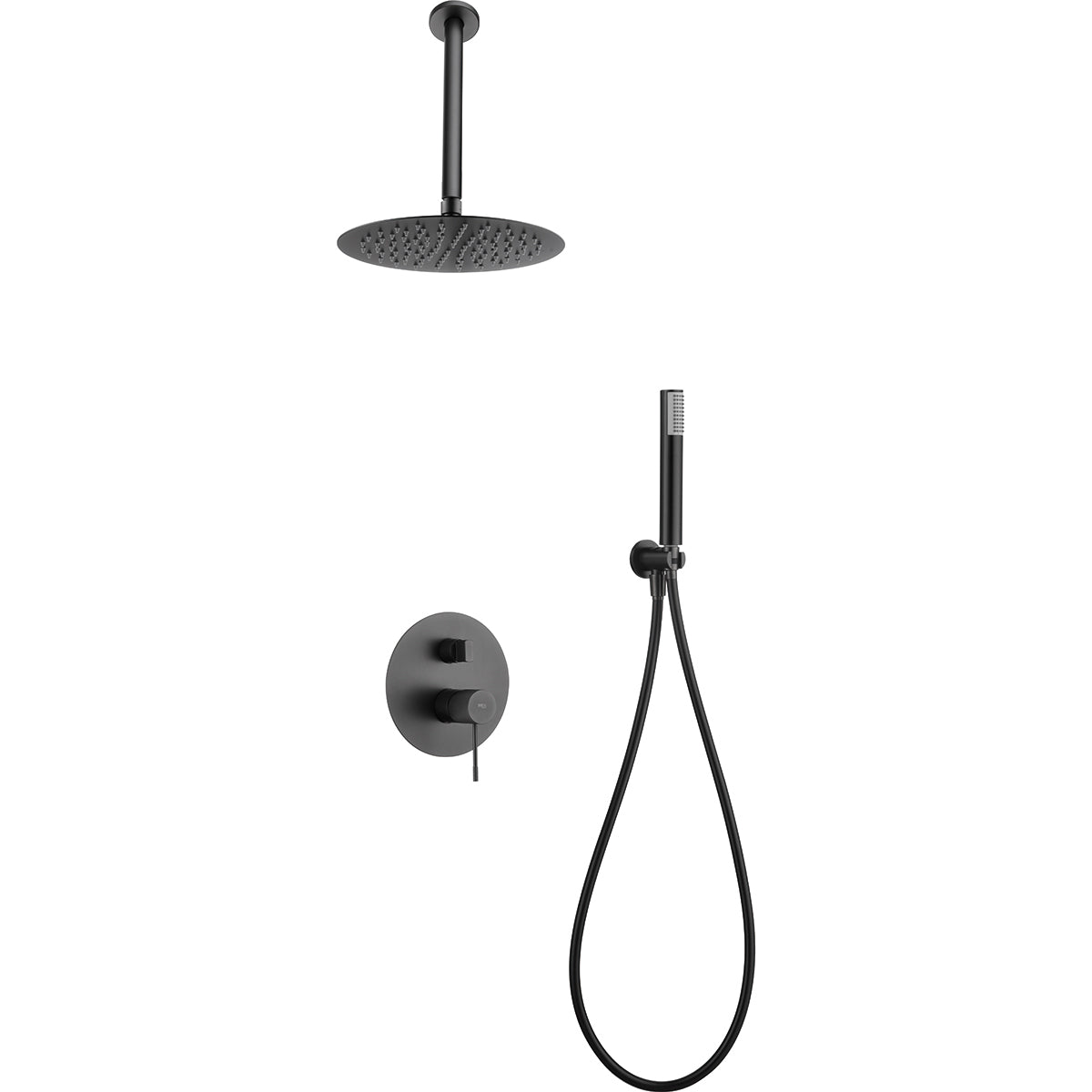 Imex - Conjunto de ducha empotrado monomando Top black gum metal - BricoandPool