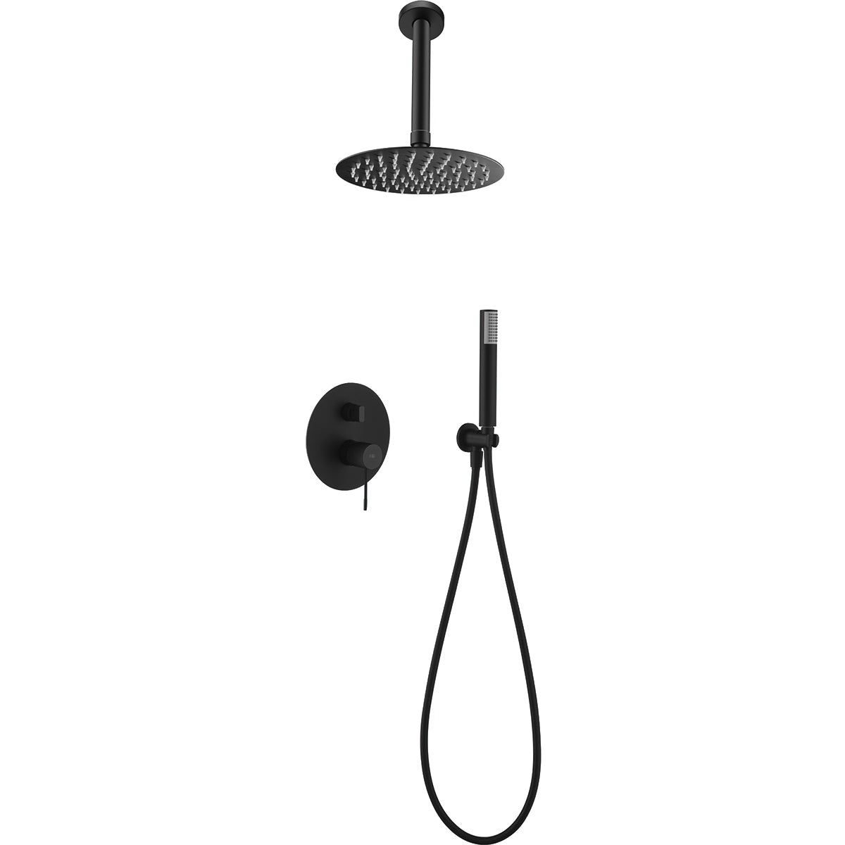 Imex - Conjunto de ducha empotrado monomando Top negro mate - BricoandPool