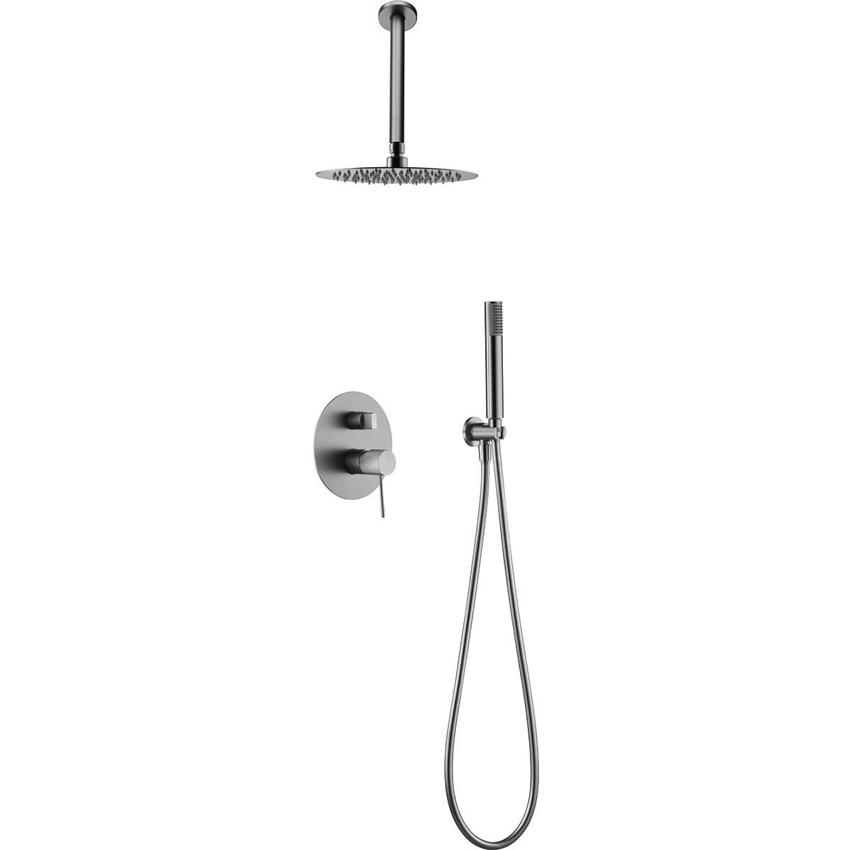 Imex - Conjunto de ducha empotrado monomando Top níquel cepillado - BricoandPool