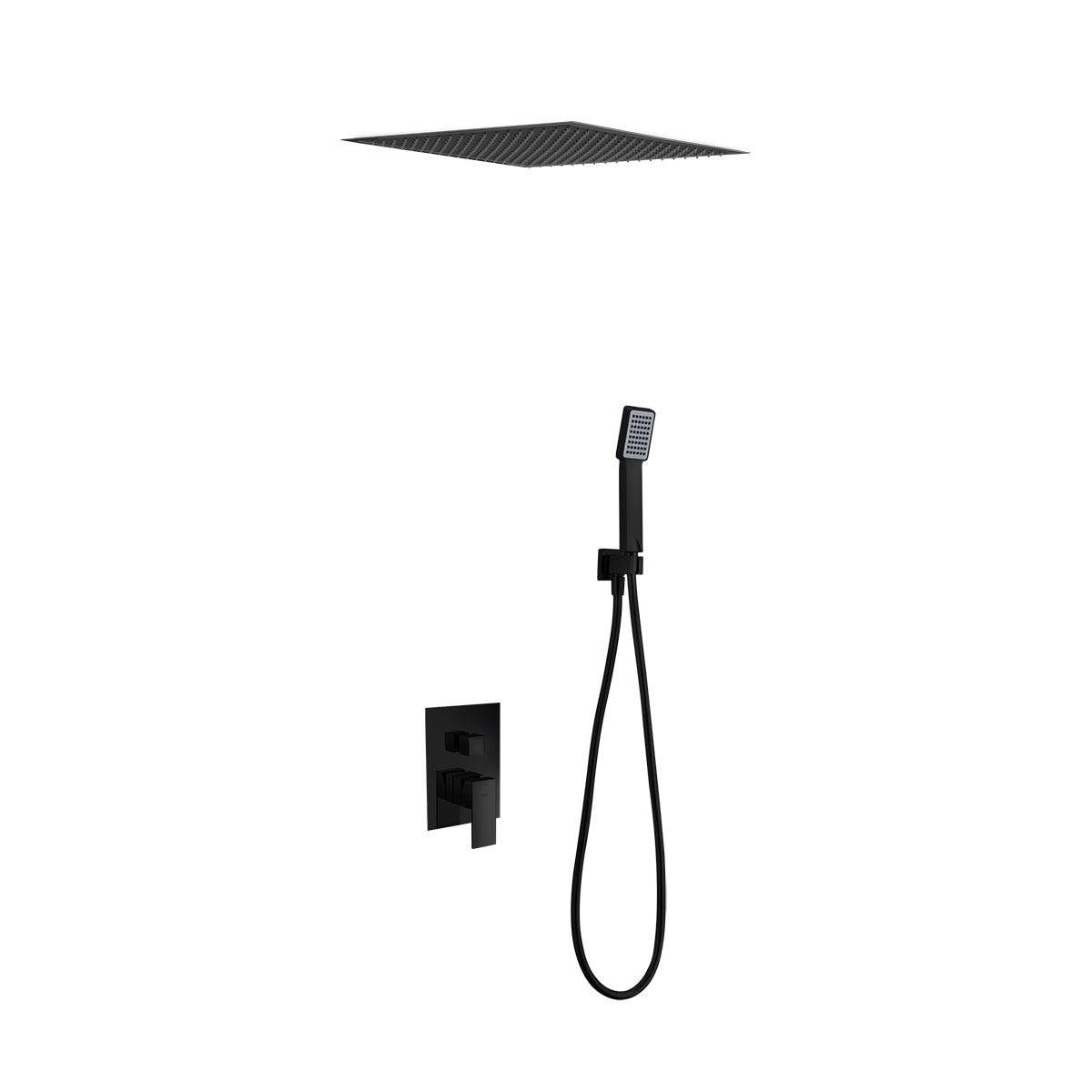 Imex - Conjunto de ducha empotrado monomando Volga negro mate - BricoandPool