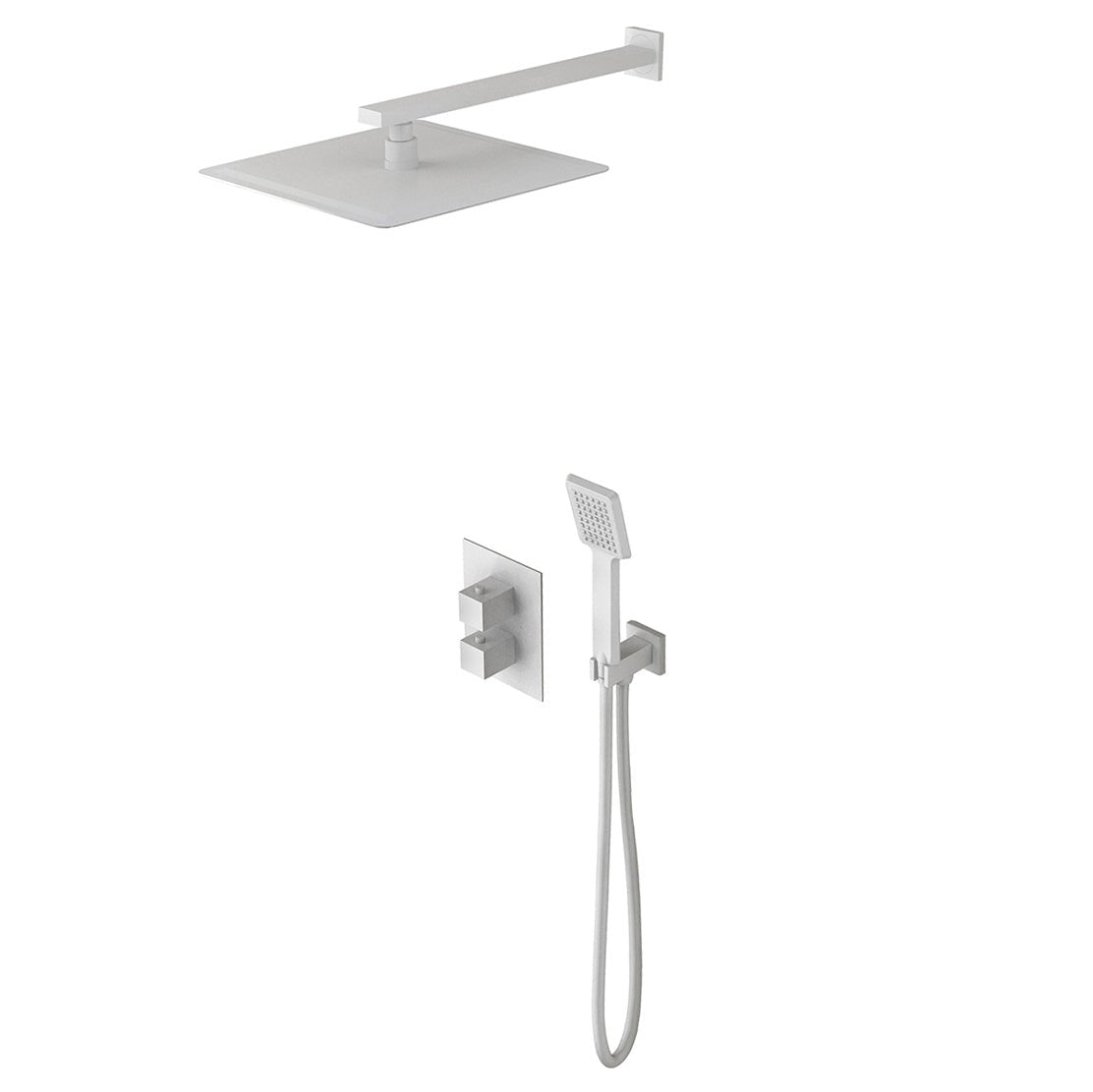 Imex - Conjunto de ducha empotrado termostático Cies blanco mate - BricoandPool