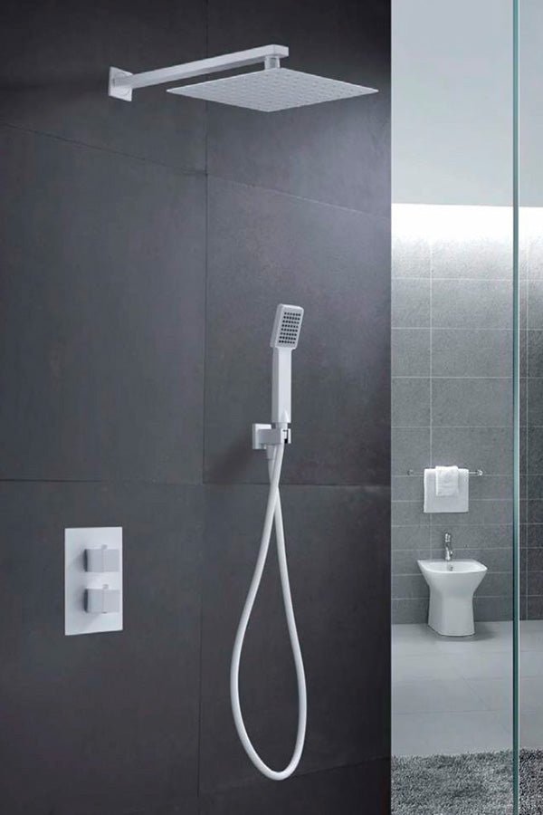 Imex - Conjunto de ducha empotrado termostático Cies blanco mate - BricoandPool