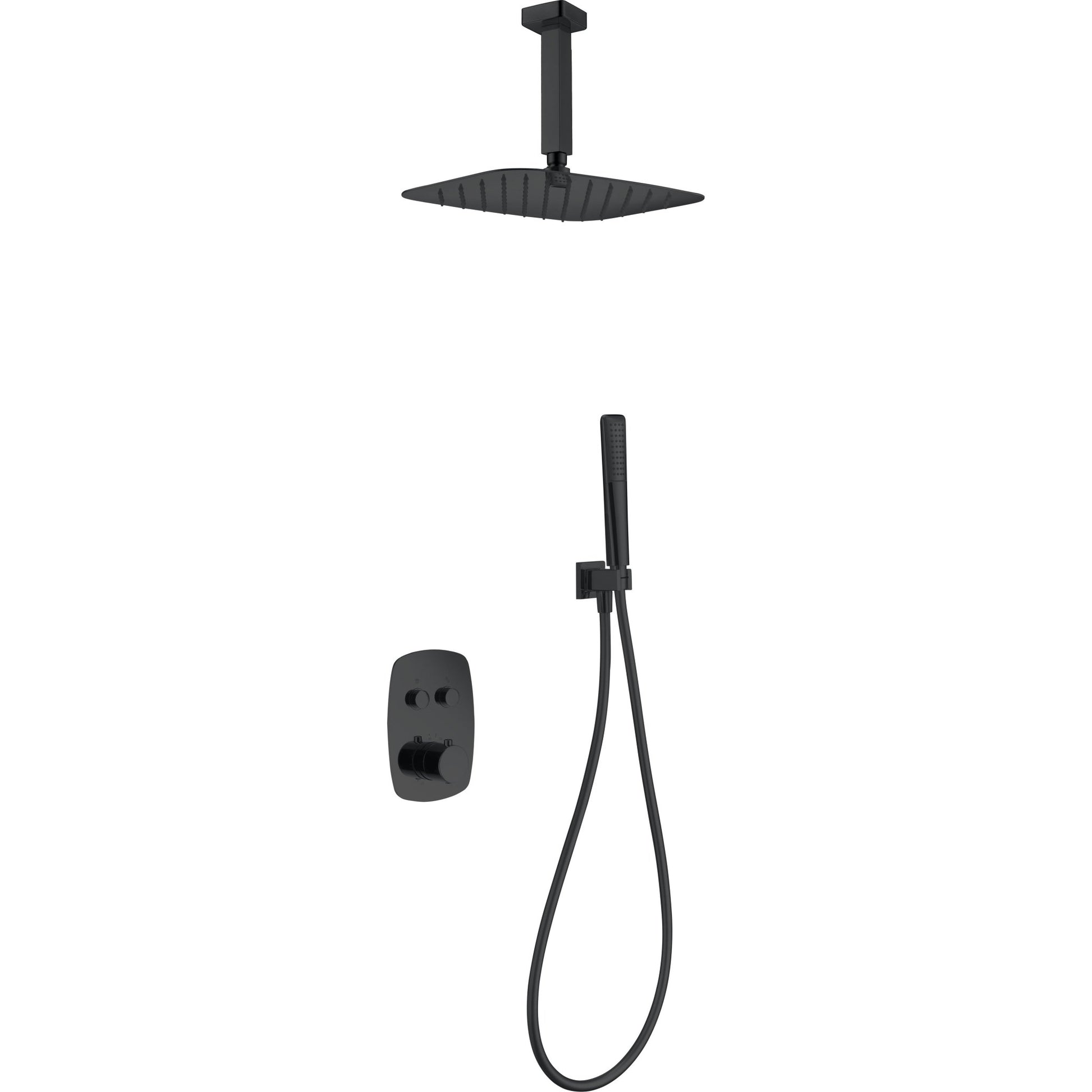 Imex - Conjunto de ducha empotrado termostático Feroe negro mate - BricoandPool
