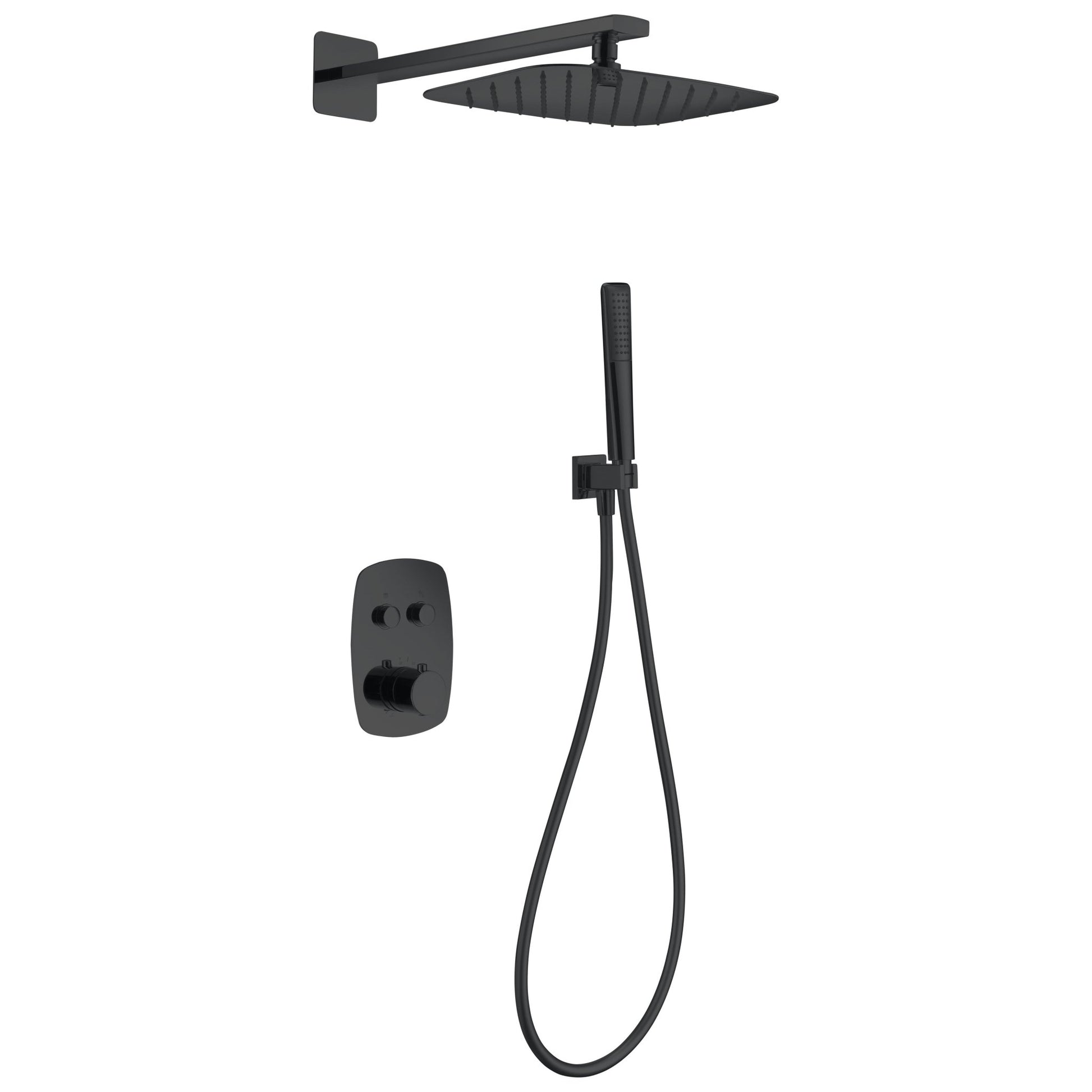 Imex - Conjunto de ducha empotrado termostático Hidra negro mate - BricoandPool