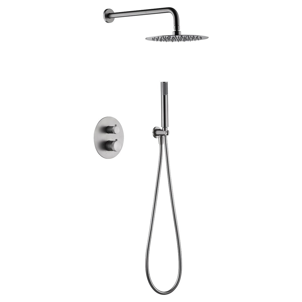 Imex - Conjunto de ducha empotrado termostático Line níquel cepillado - BricoandPool