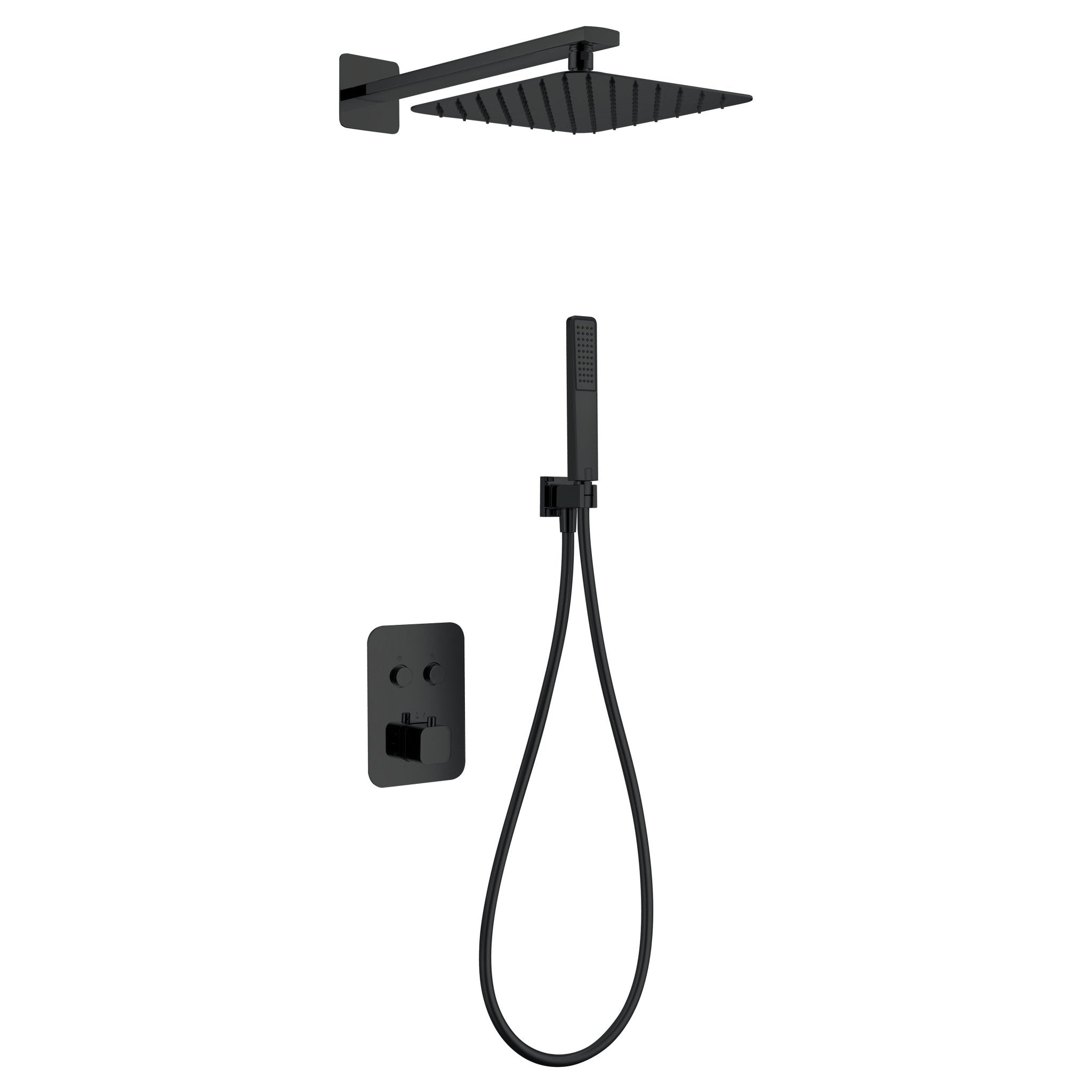 Imex - Conjunto de ducha empotrado termostático Madeira negro mate - BricoandPool
