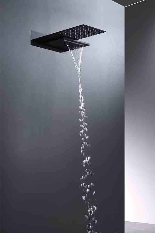 Imex - Conjunto de ducha empotrado termostático Rodas negro mate - BricoandPool