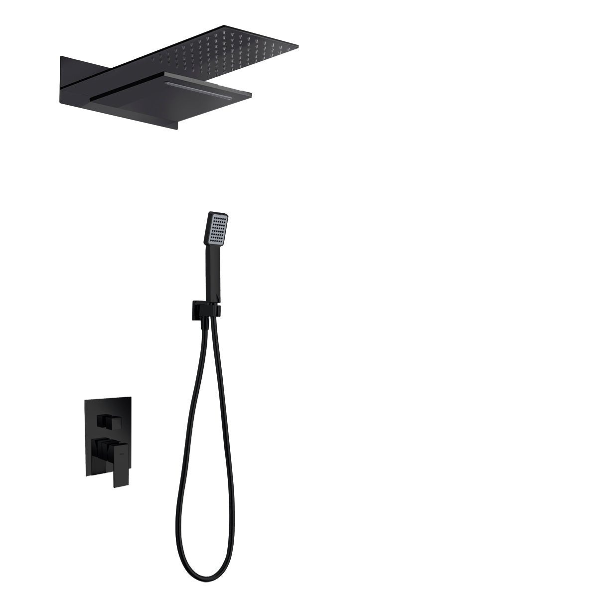 Imex - Conjunto de ducha empotrado termostático Rodas negro mate - BricoandPool
