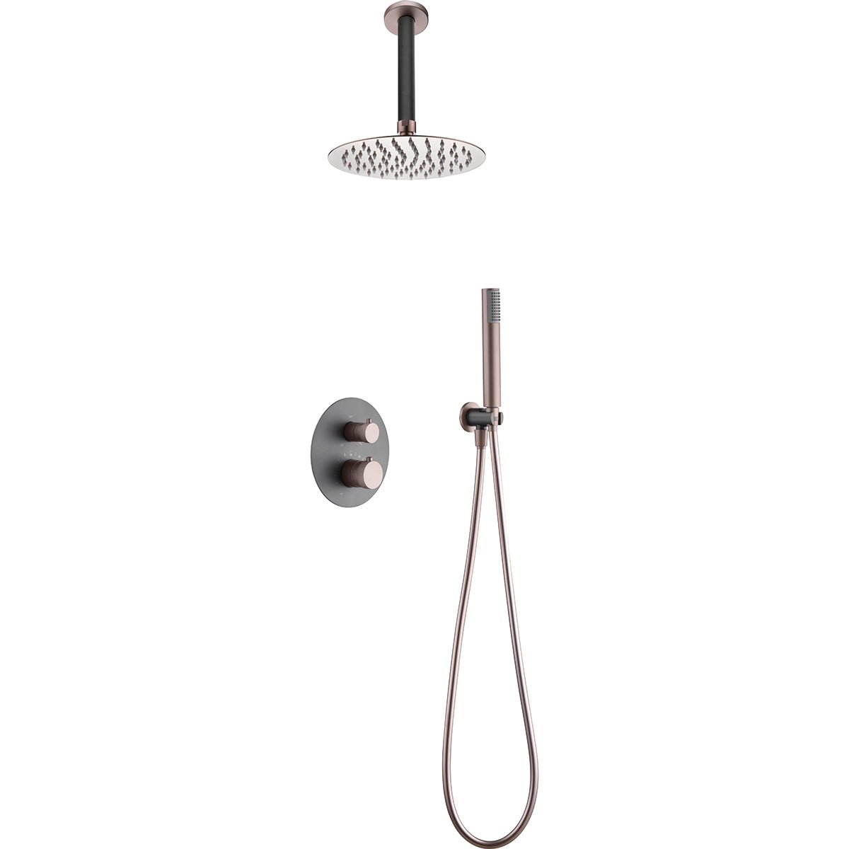 Imex - Conjunto de ducha empotrado termostático Top gris champagne - BricoandPool