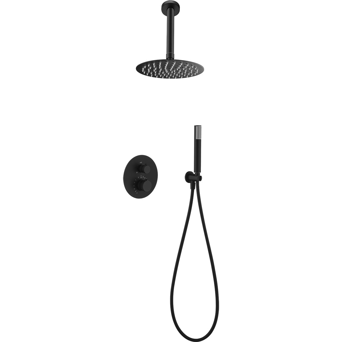Imex - Conjunto de ducha empotrado termostático Top negro mate - BricoandPool