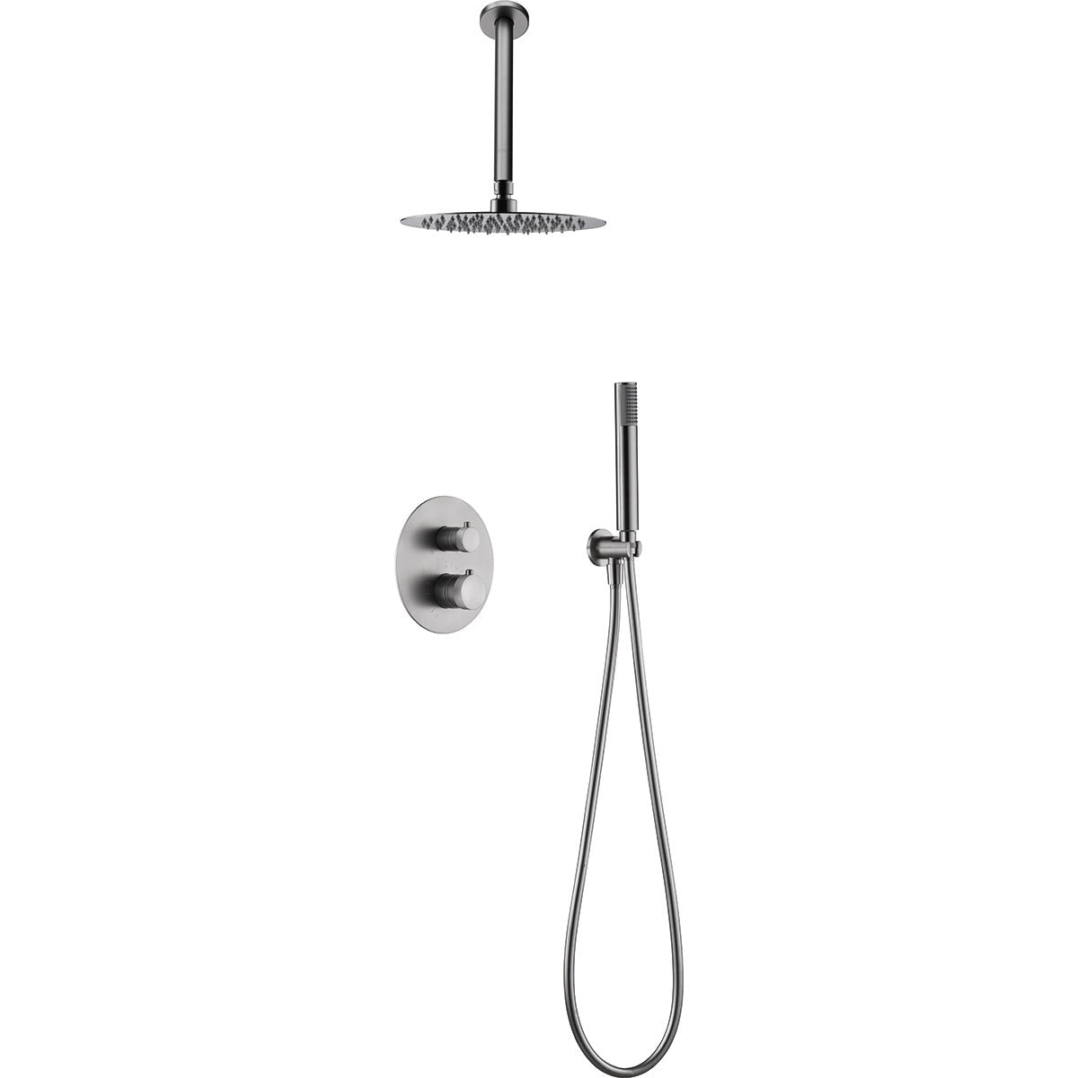 Imex - Conjunto de ducha empotrado termostático Top níquel cepillado - BricoandPool