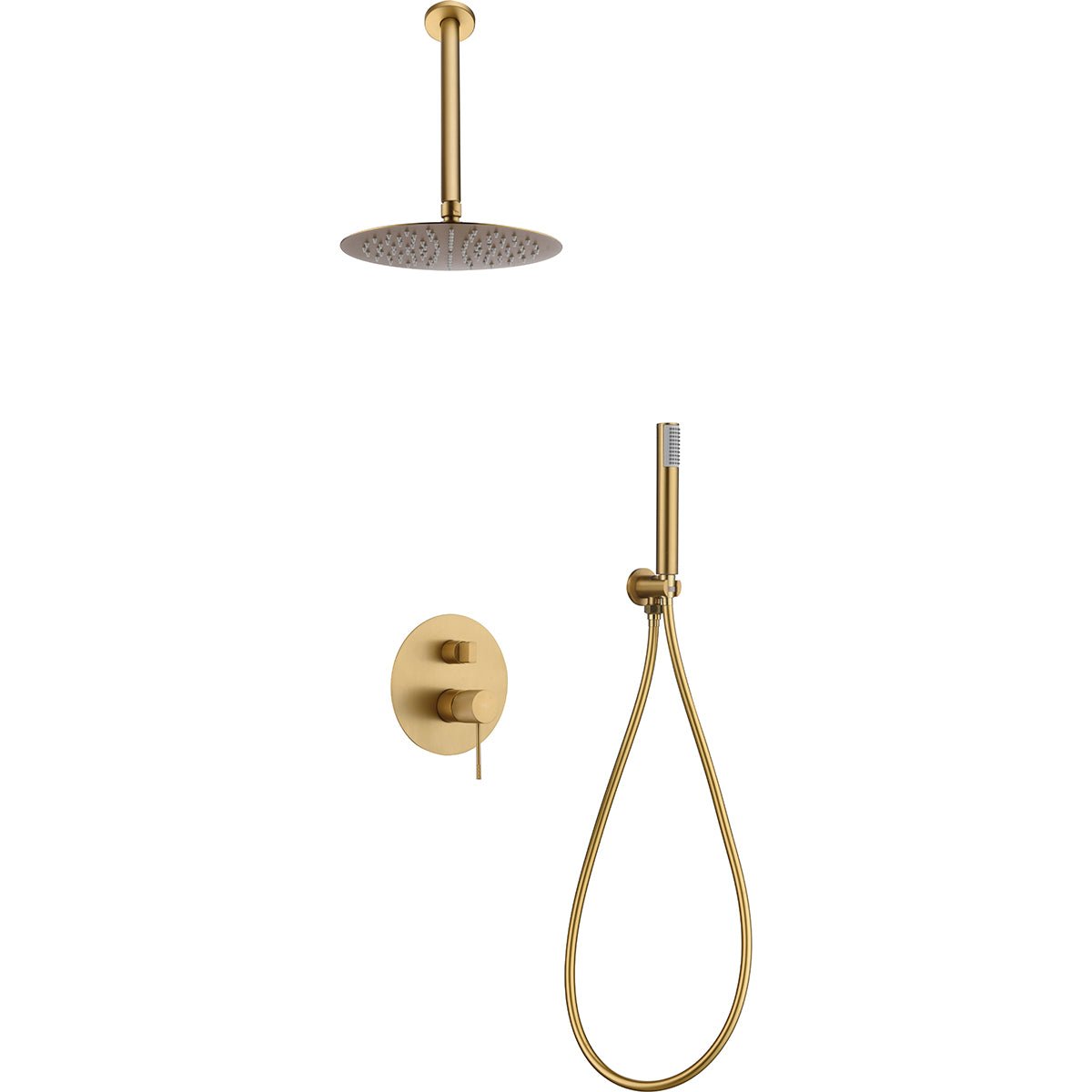 Imex - Conjunto de ducha empotrado termostático Top oro cepillado - BricoandPool