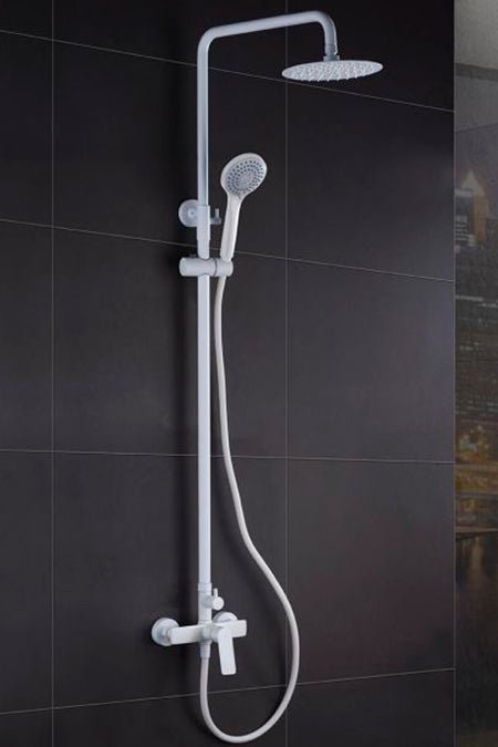 Imex - Conjunto de ducha monomando Lúxor blanco mate - BricoandPool