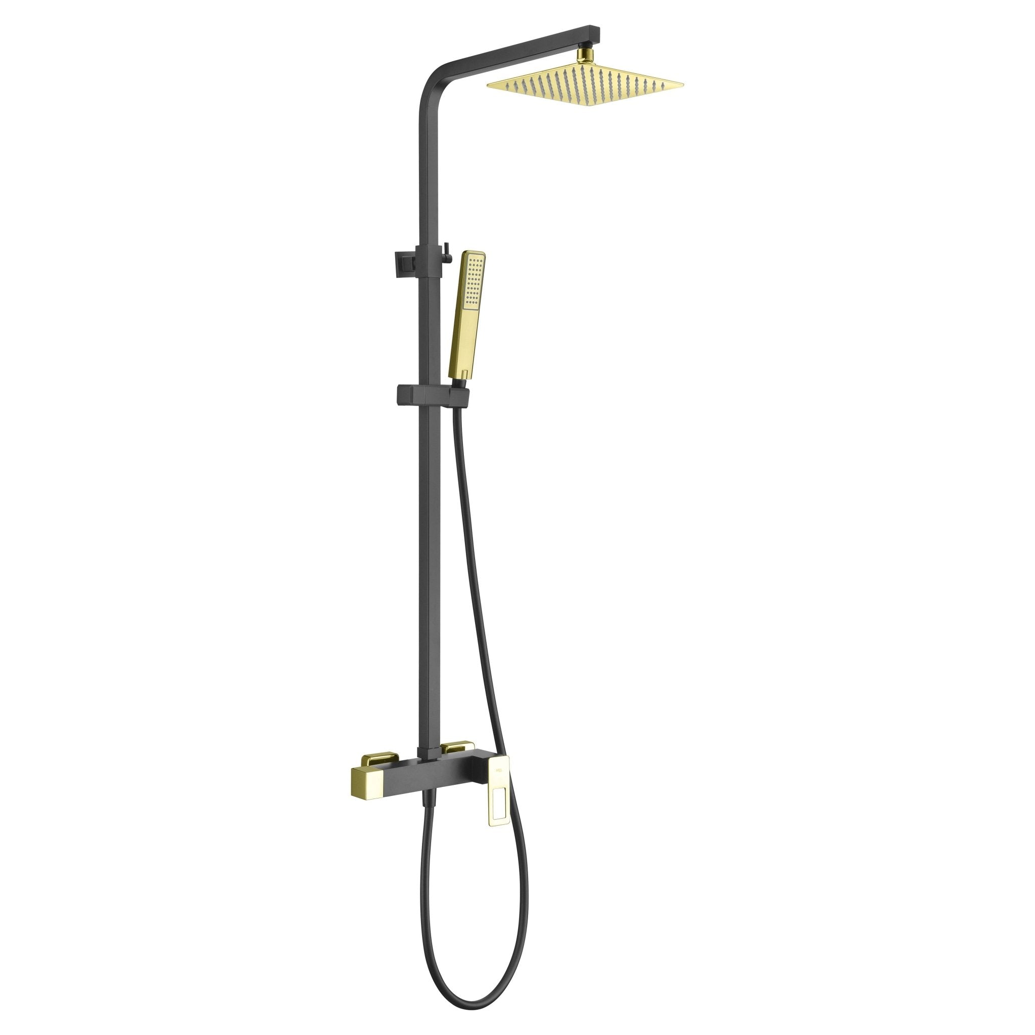 Imex - Conjunto de ducha monomando Suecia negro oro brillo - BricoandPool