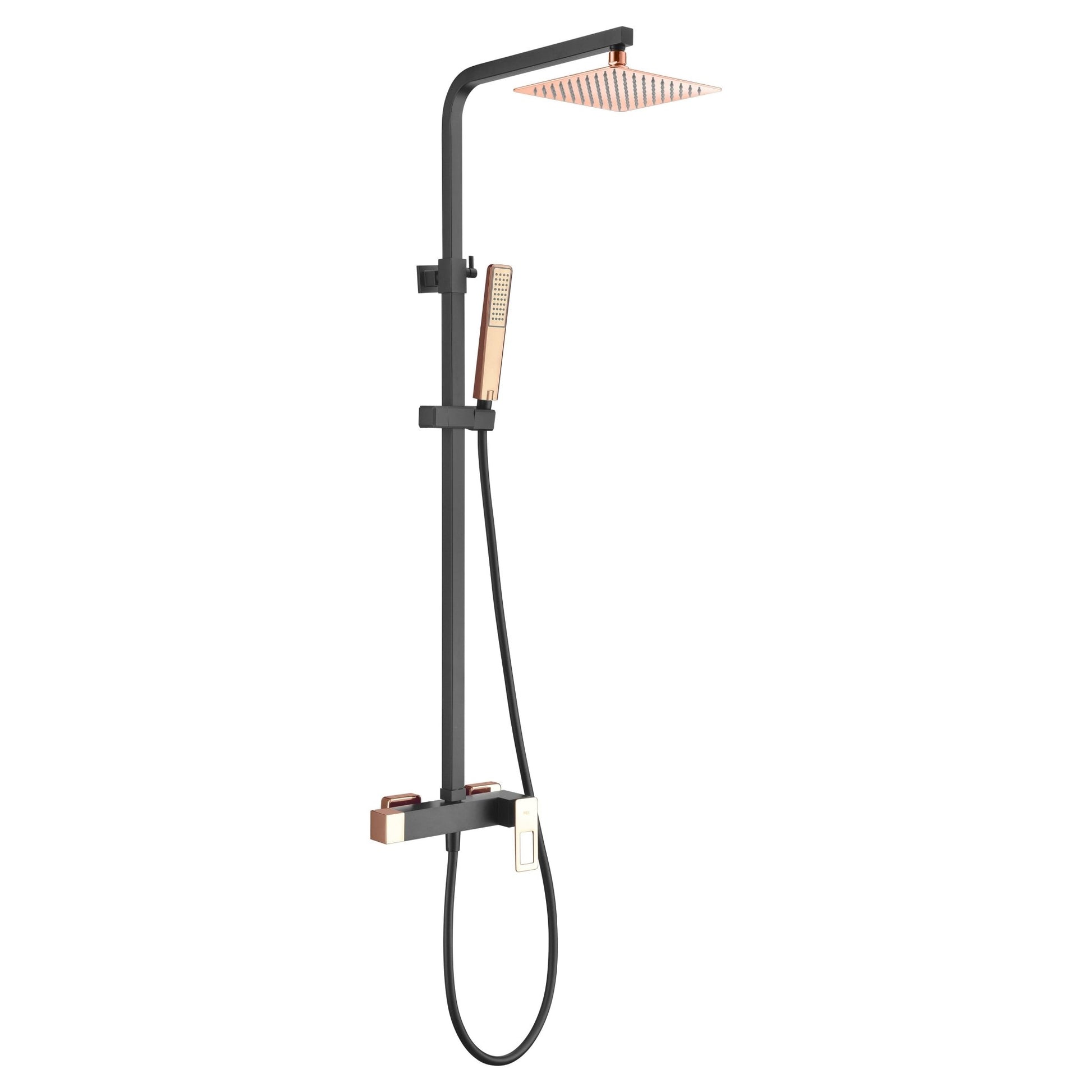 Imex - Conjunto de ducha monomando Suecia negro oro rosa - BricoandPool