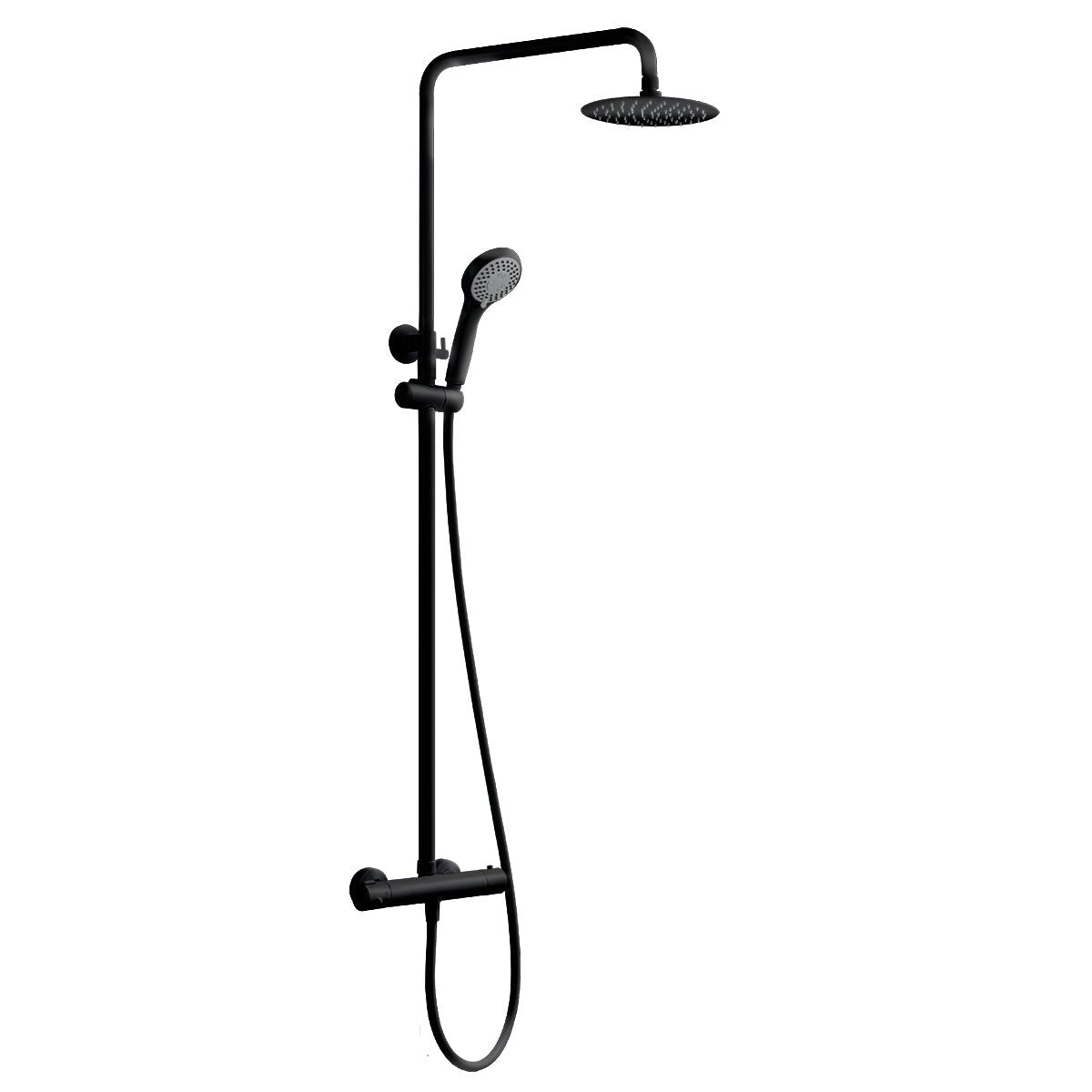 Imex - Conjunto de ducha termostático Kent negro mate - BricoandPool